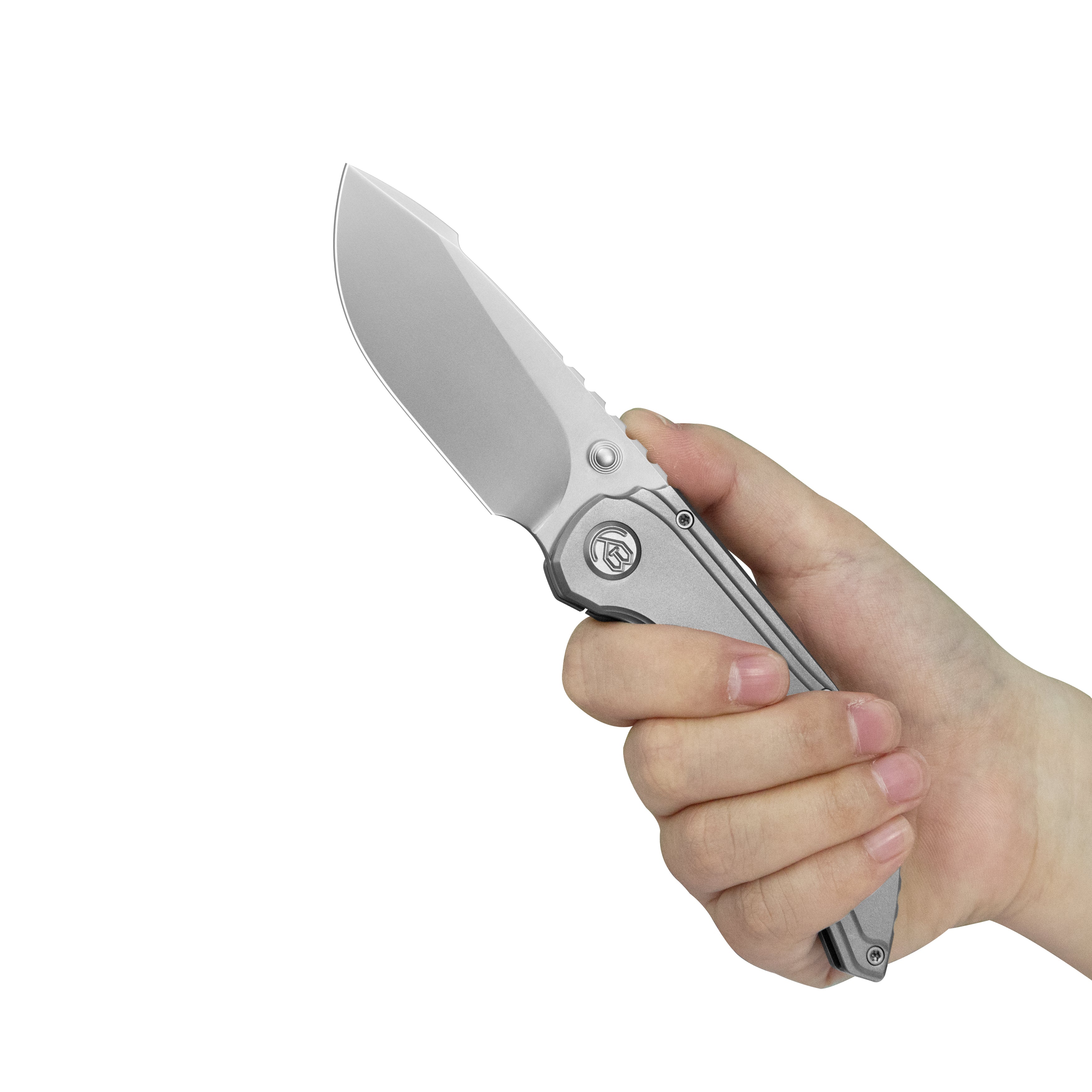 KB Snorri Pocket Folding Knife Sandblast Titanium Handle 3.54'' Silver Bead Blasting M390 Blade KB388A