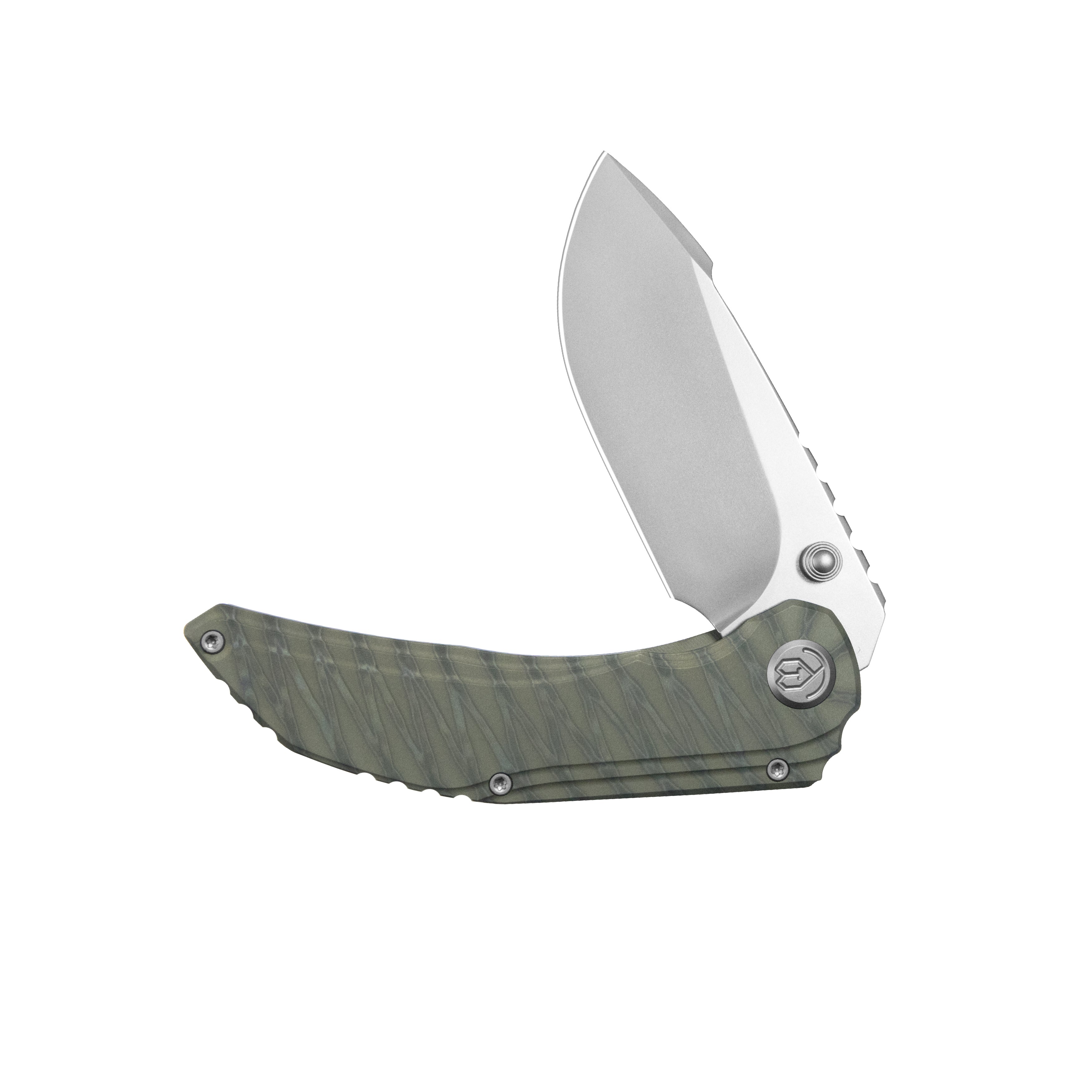 KB Snorri Pocket Folding Knife Flame Ano Titanium Handle 3.54'' Silver Bead Blasting M390 Blade KB388B