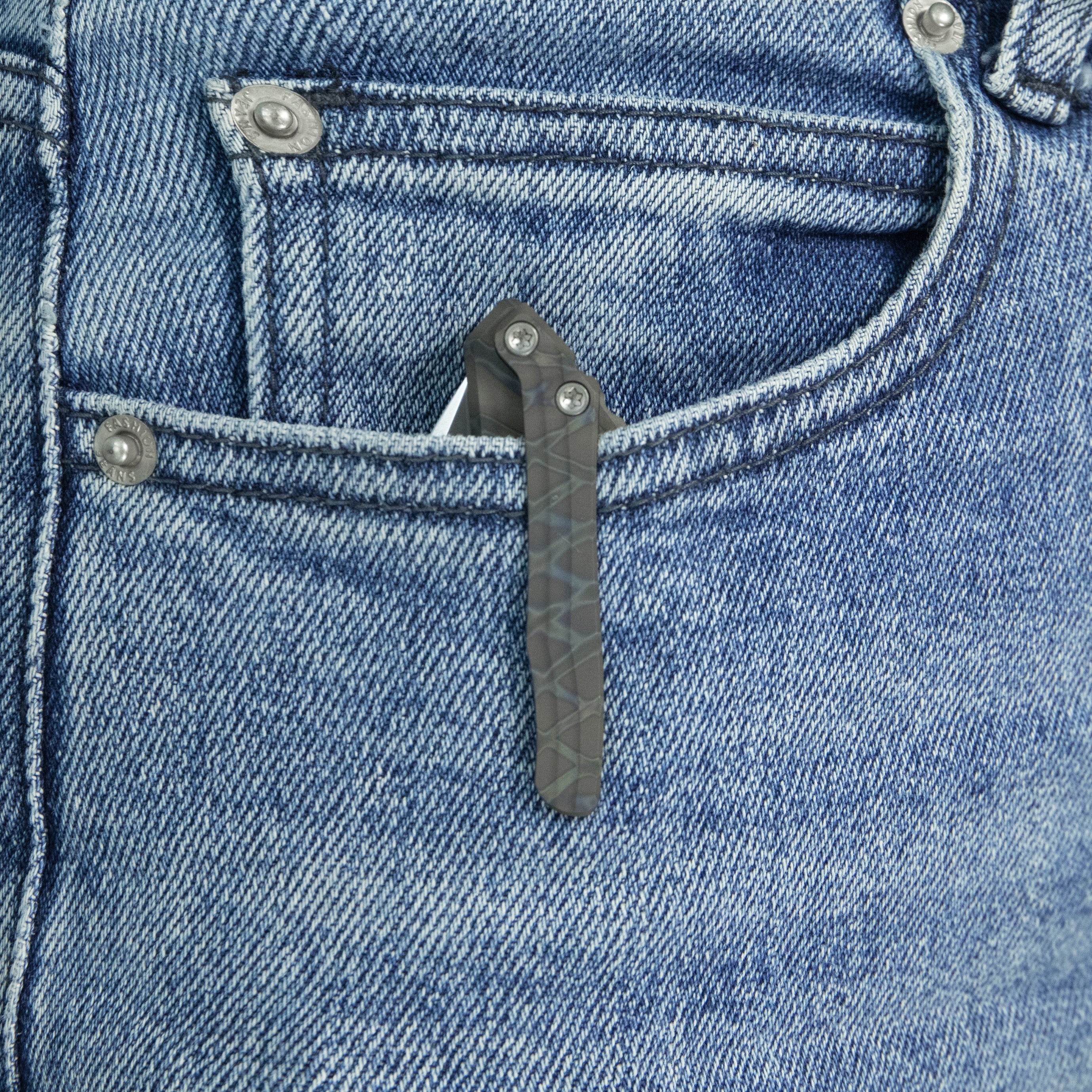 KB Snorri Pocket Folding Knife Flame Ano Titanium Handle 3.54'' Silver Bead Blasting M390 Blade KB388B