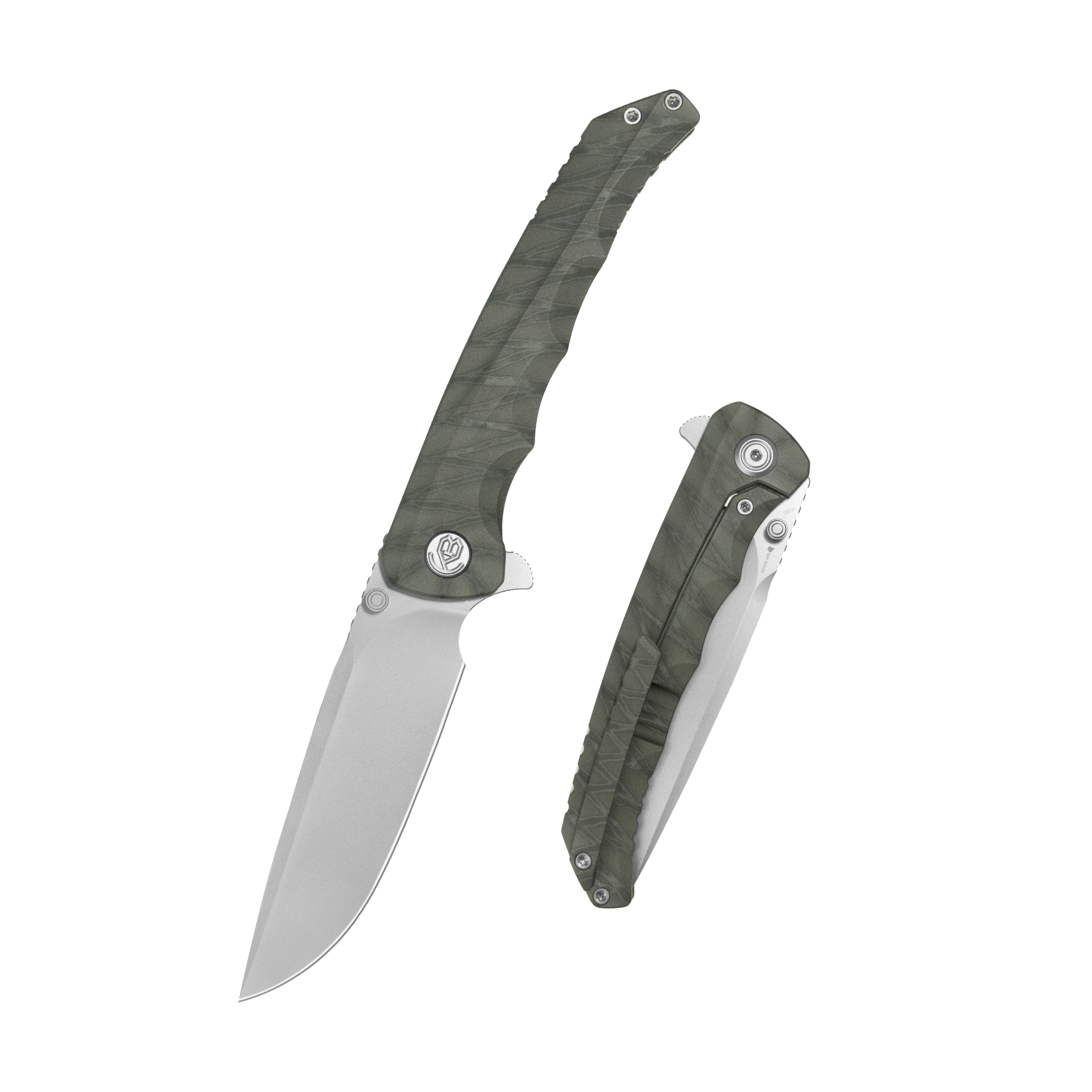 KB Zazoo Folding Knife Flame Ano Titanium Handle 3.70'' Beadblast M390 Blade KB389B