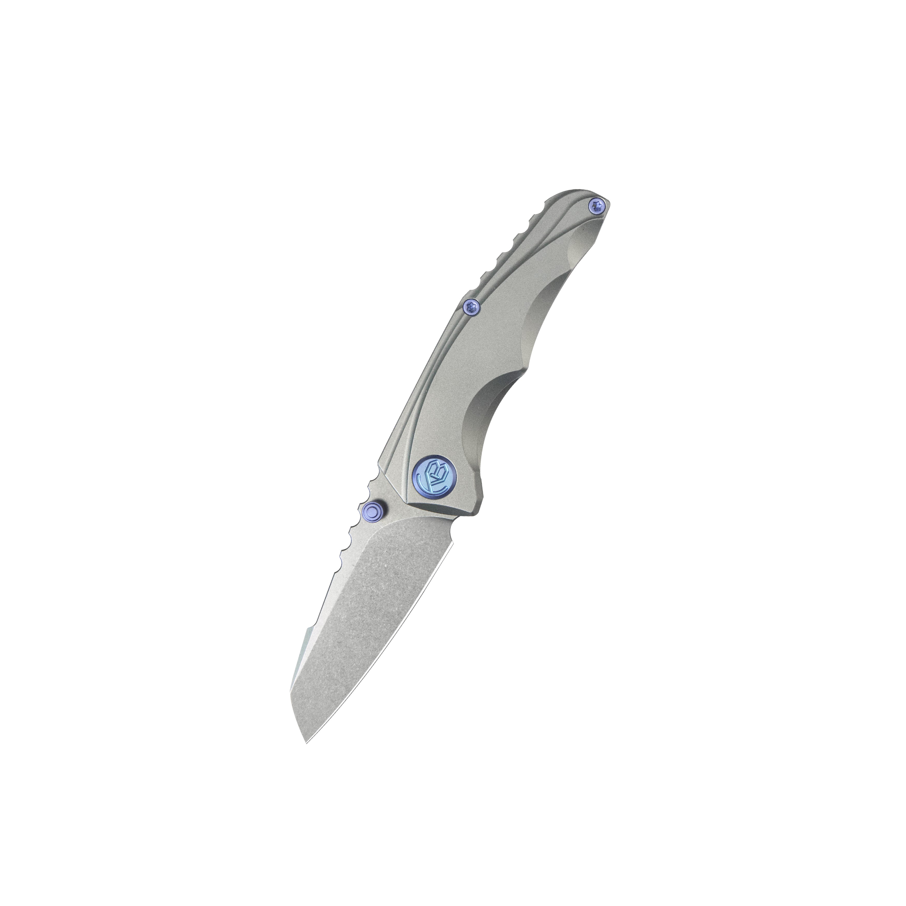 Steeltle Folding Knife Gray Titanium Handle 2.36" Stonewash M390 Blade KB390A