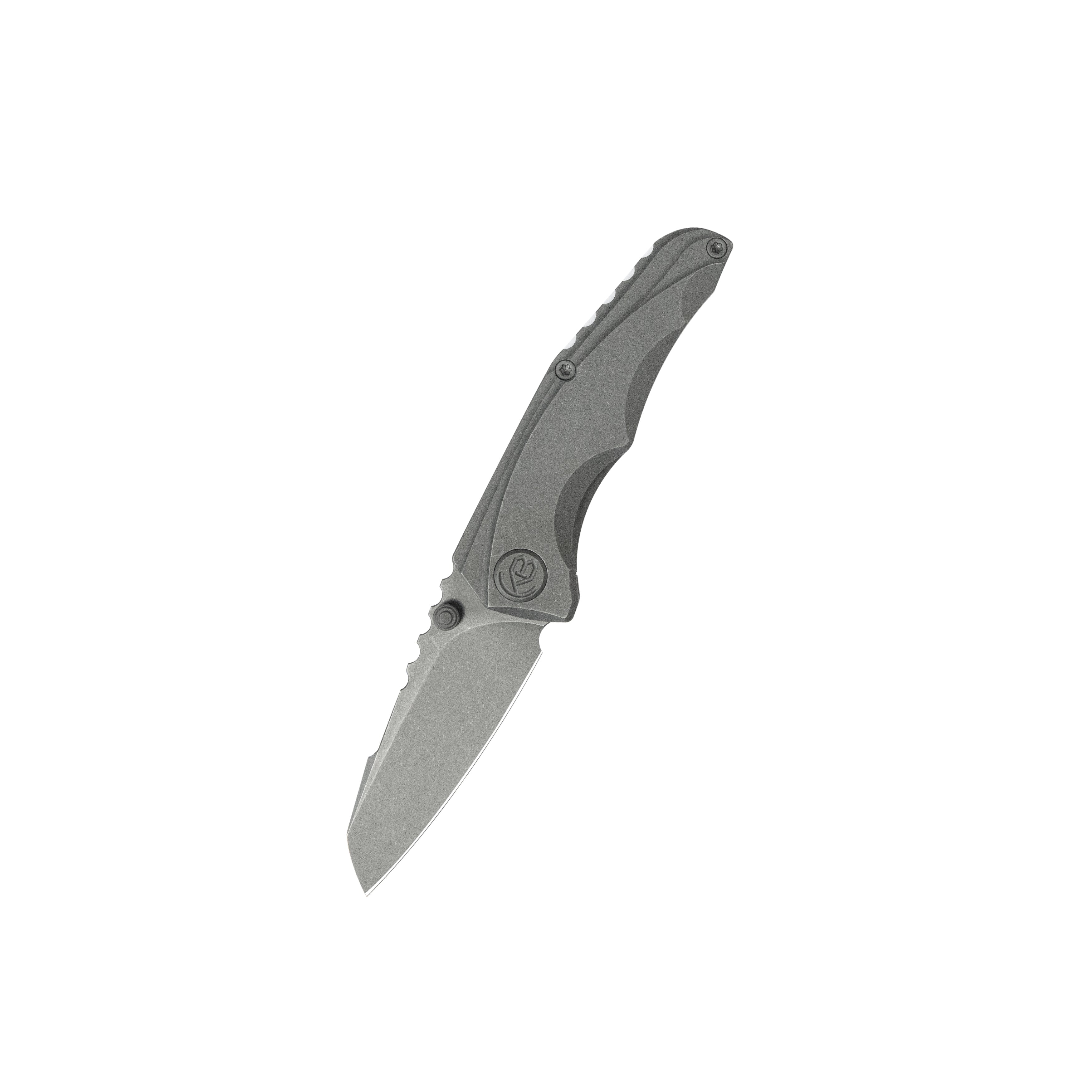 Steeltle Folding Knife Darkblast Titanium Handle 2.36" Acid Etch and Stonewash M390 Blade KB390B