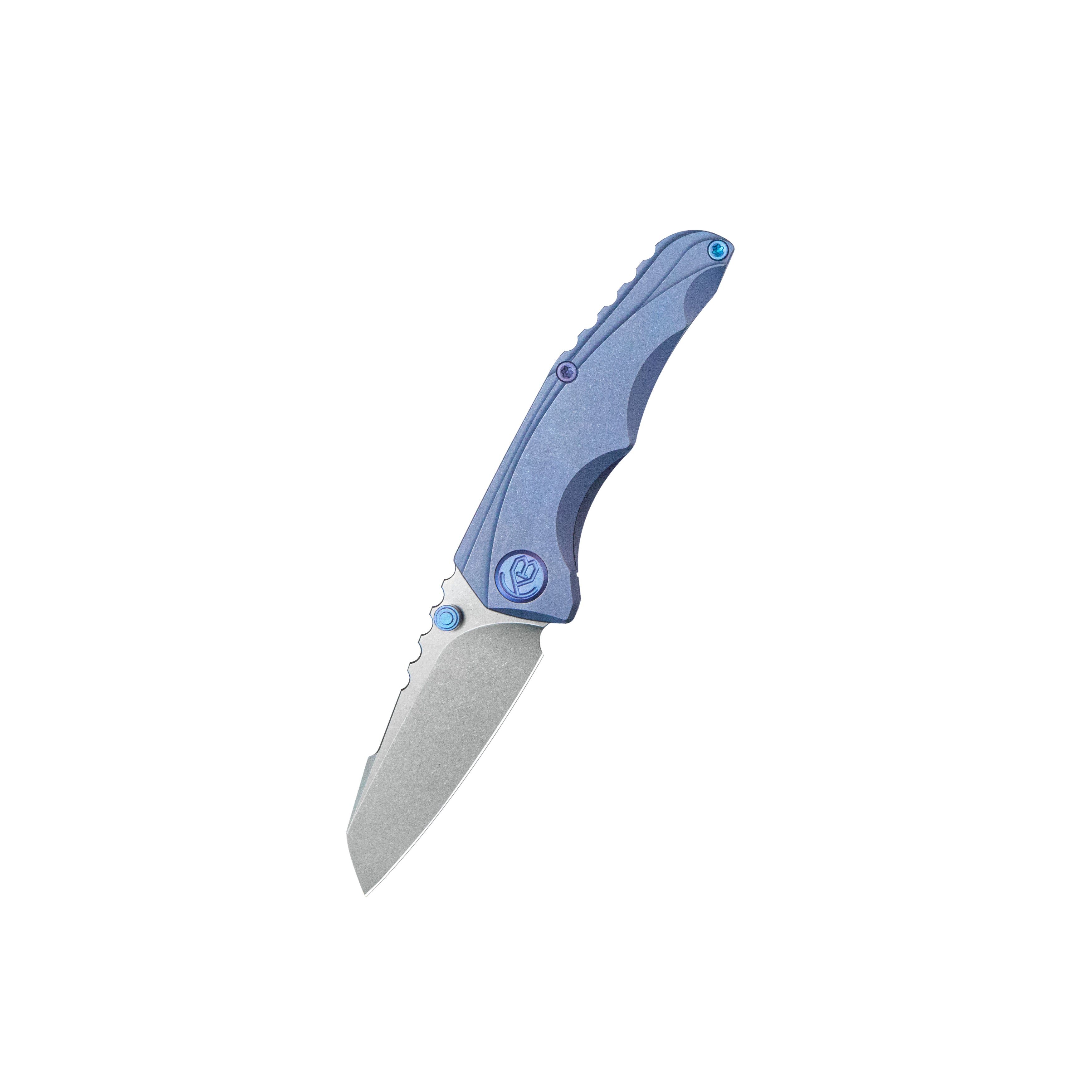 Steeltle Folding Knife Blue Titanium Handle 2.36" Stonewash M390 Blade KB390C