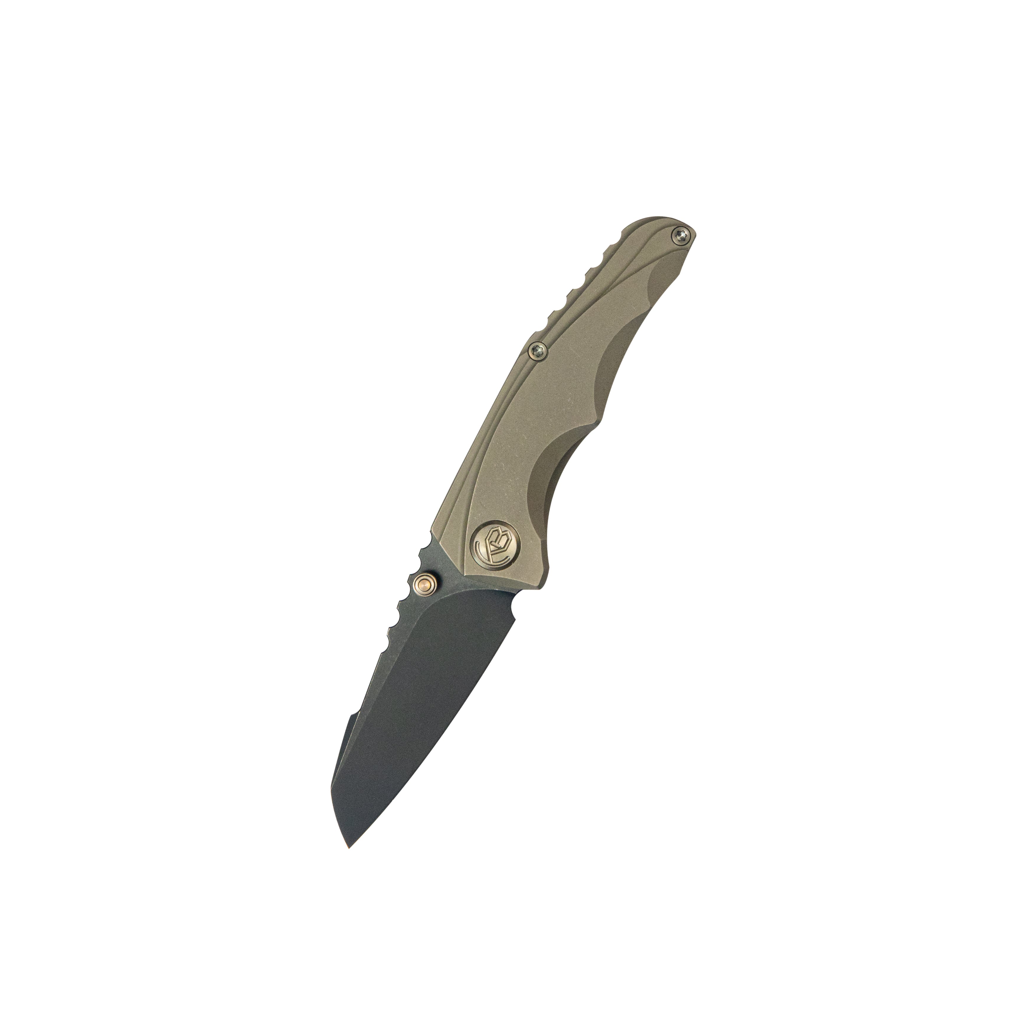 Steeltle Folding Knife Bronze Titanium Handle 2.36" Blackwash M390 Blade KB390D