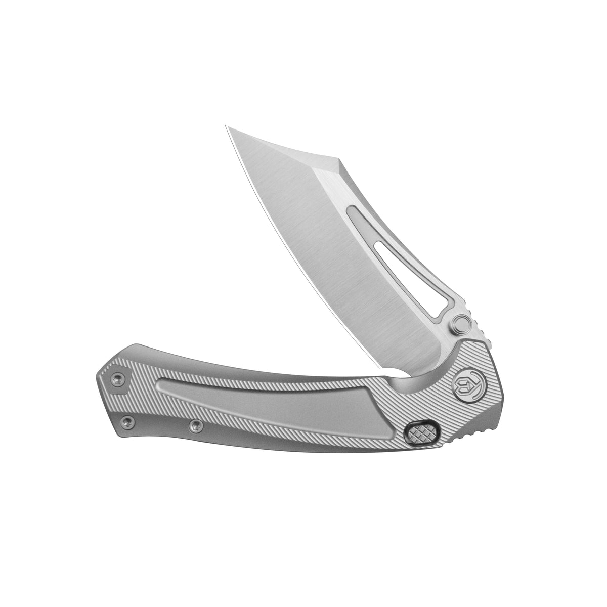 KB Pirate Folding Knife Sandblasting Titanium Handle 3.46" Belt Satin M390 Blade KB398A
