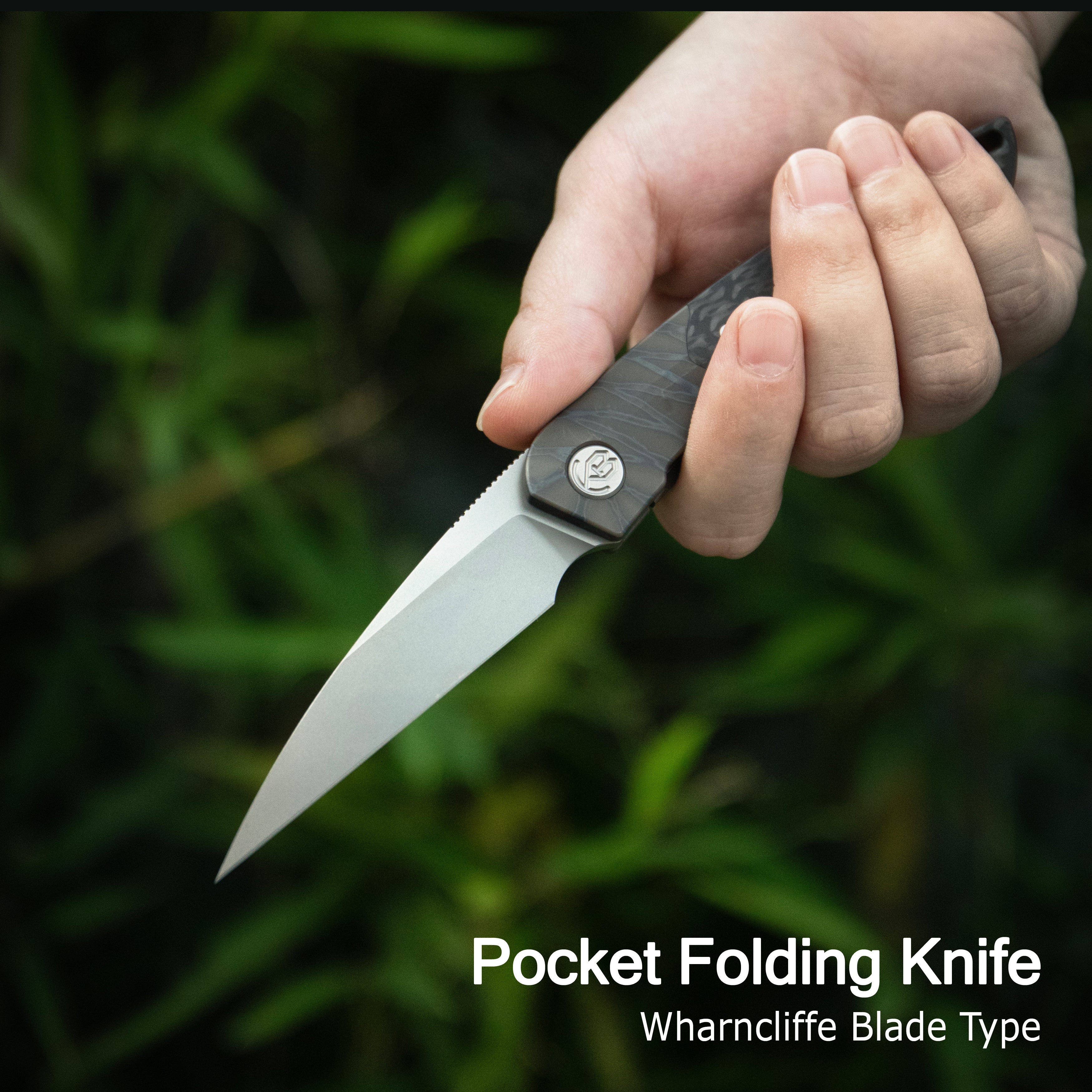 KB Spike Folding Knife Regular DLC Titanium with Zircuti Inlay 3.11'' Regular DLC M390 Blade KB406C