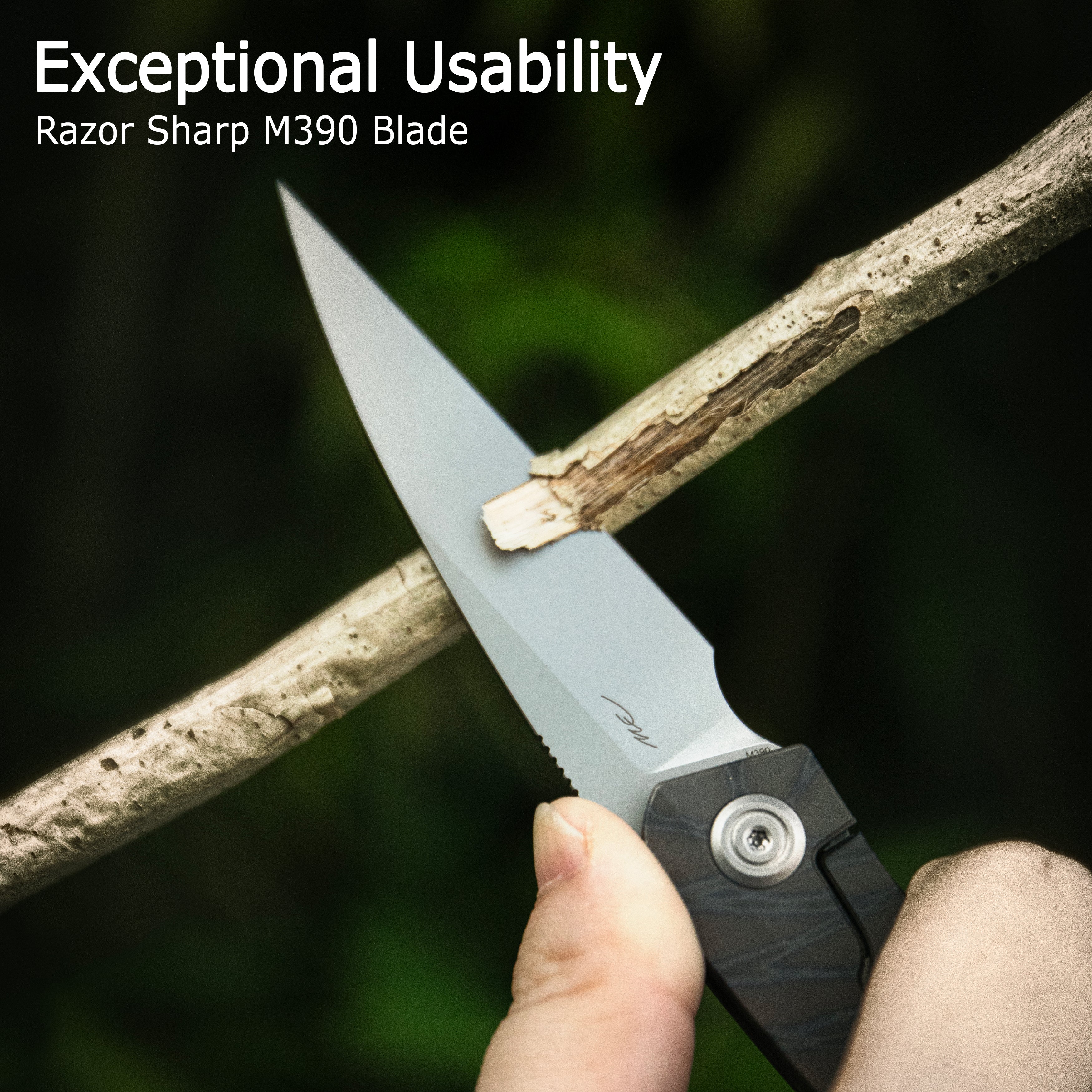 KB Spike Folding Knife Regular DLC Titanium with Zircuti Inlay 3.11'' Regular DLC M390 Blade KB406C