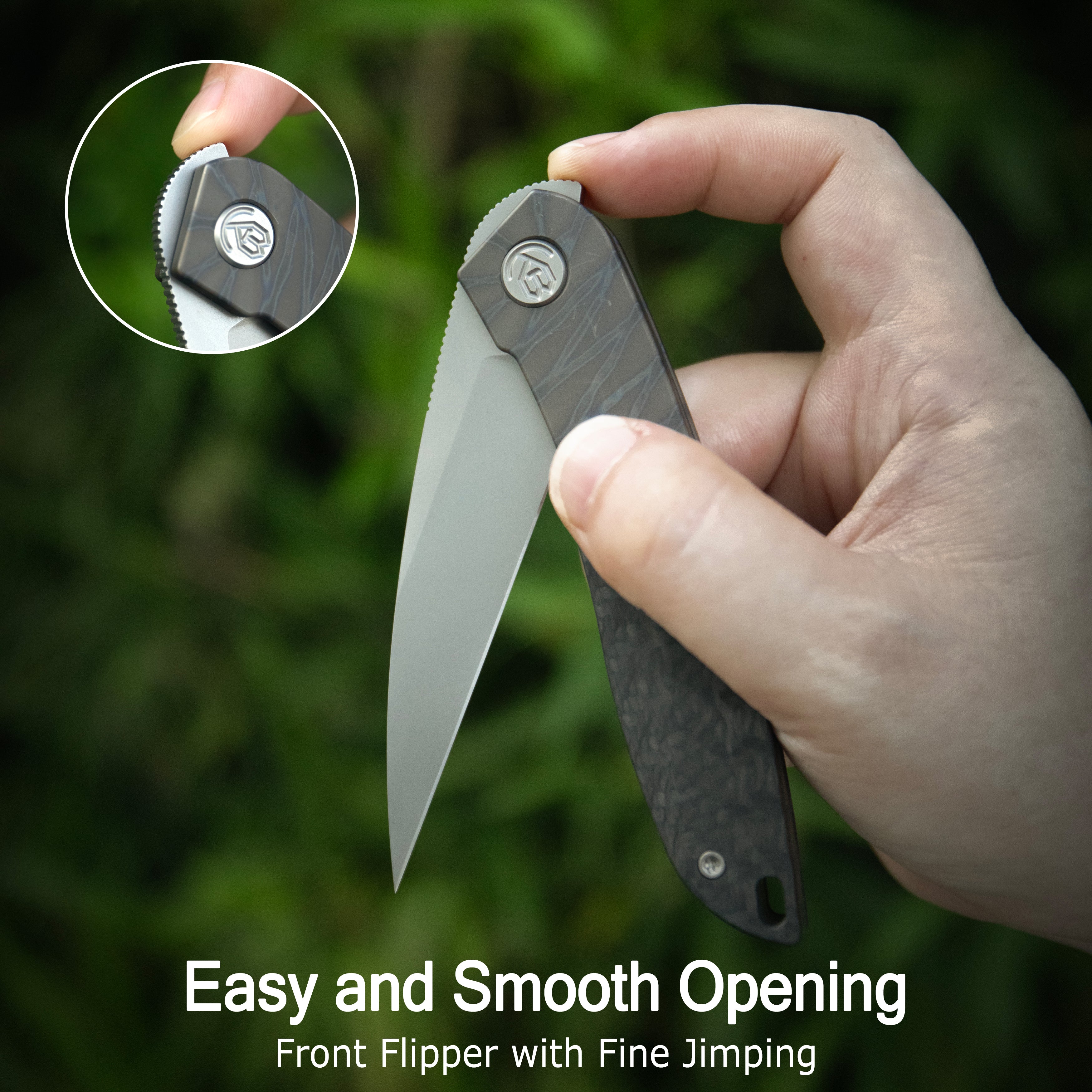 KB Spike Folding Knife Regular DLC Titanium with Zircuti Inlay 3.11'' Regular DLC M390 Blade KB406C