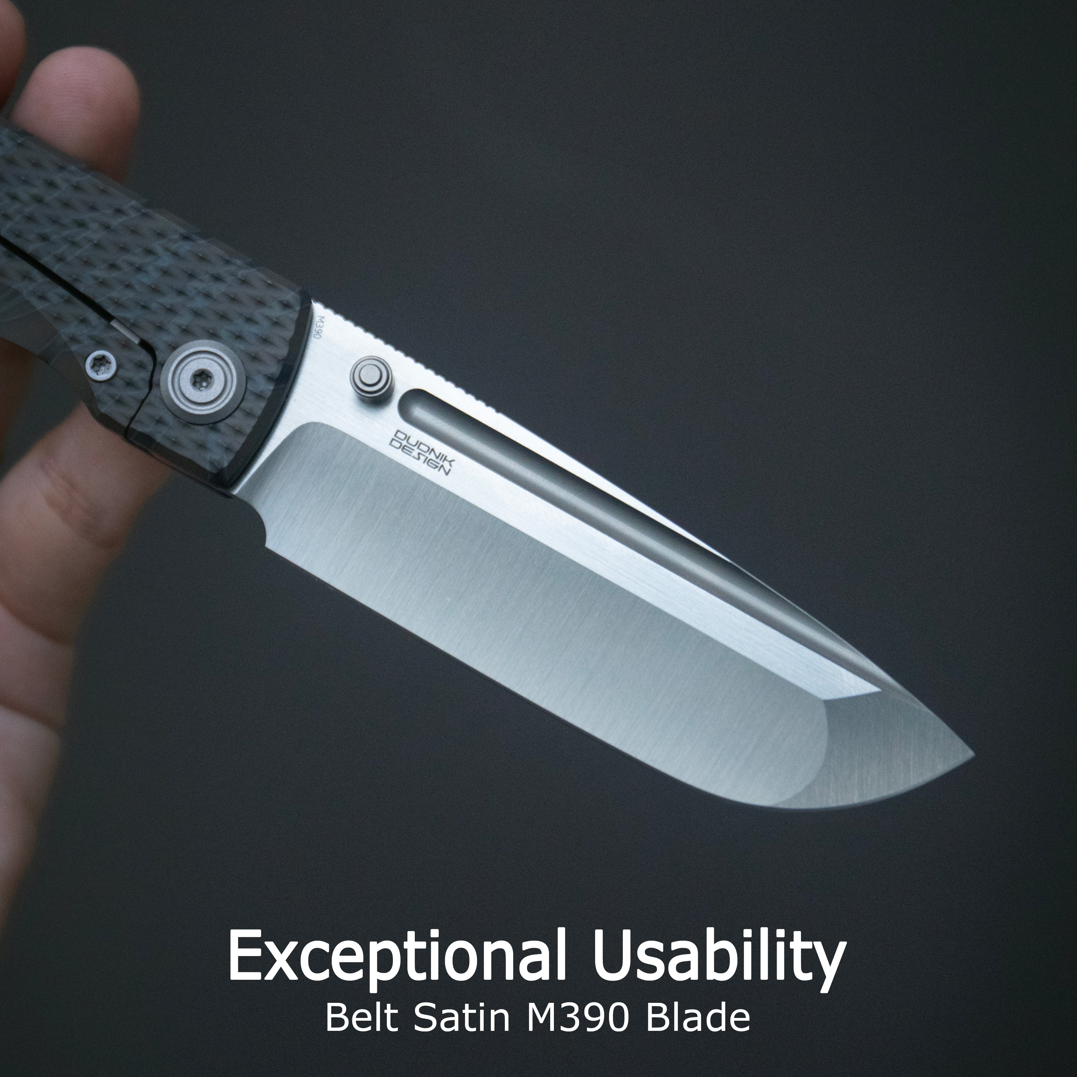 KB Mosquito Folding Knife Regular DLC Titanium with Diamond Milling 3.46'' Belt Satin M390 Blade KB409C