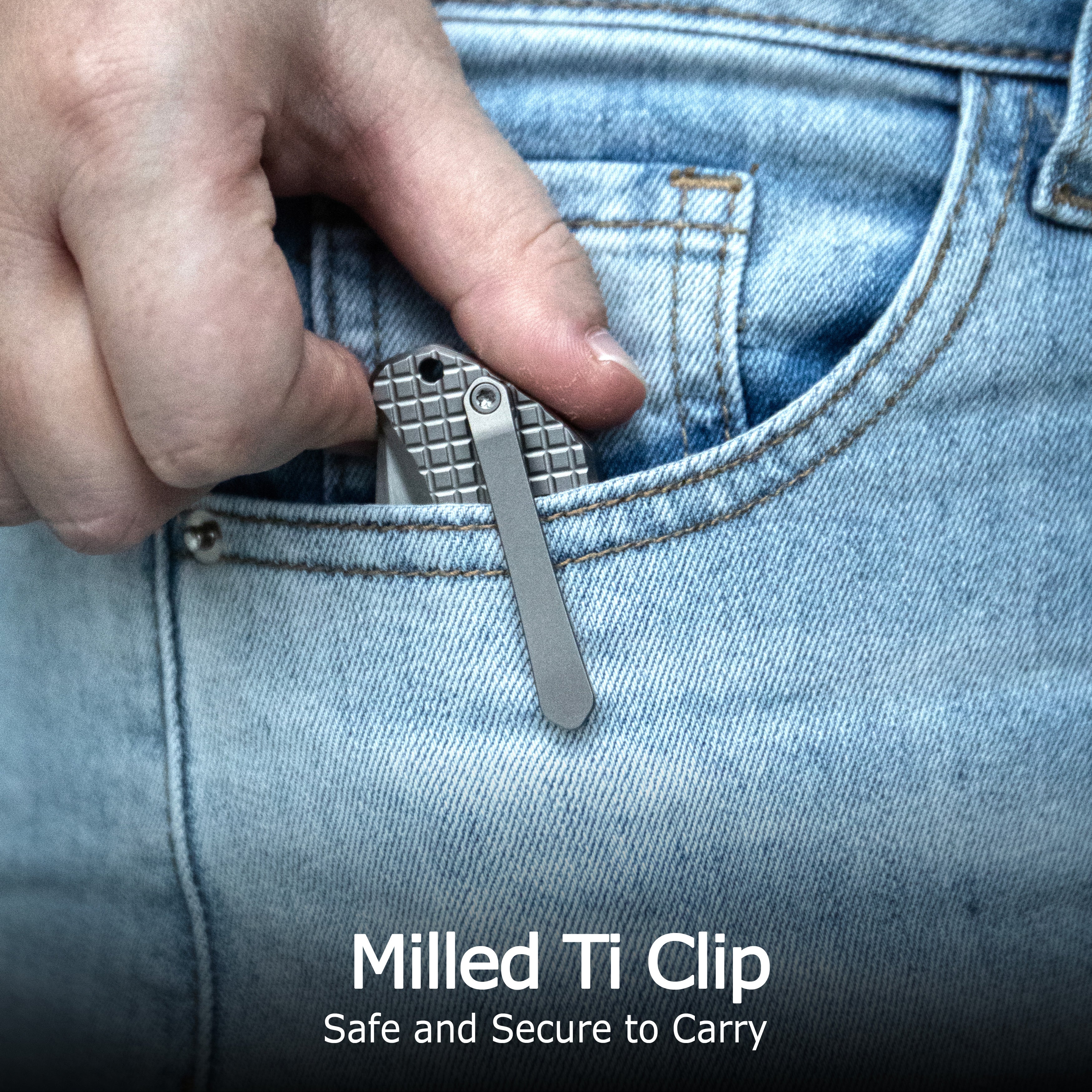 KB Jarpen Folding Knife Sandblast Titanium Handle 2.36'' Hand Rubbed Satin CPM S90V Blade KB415A