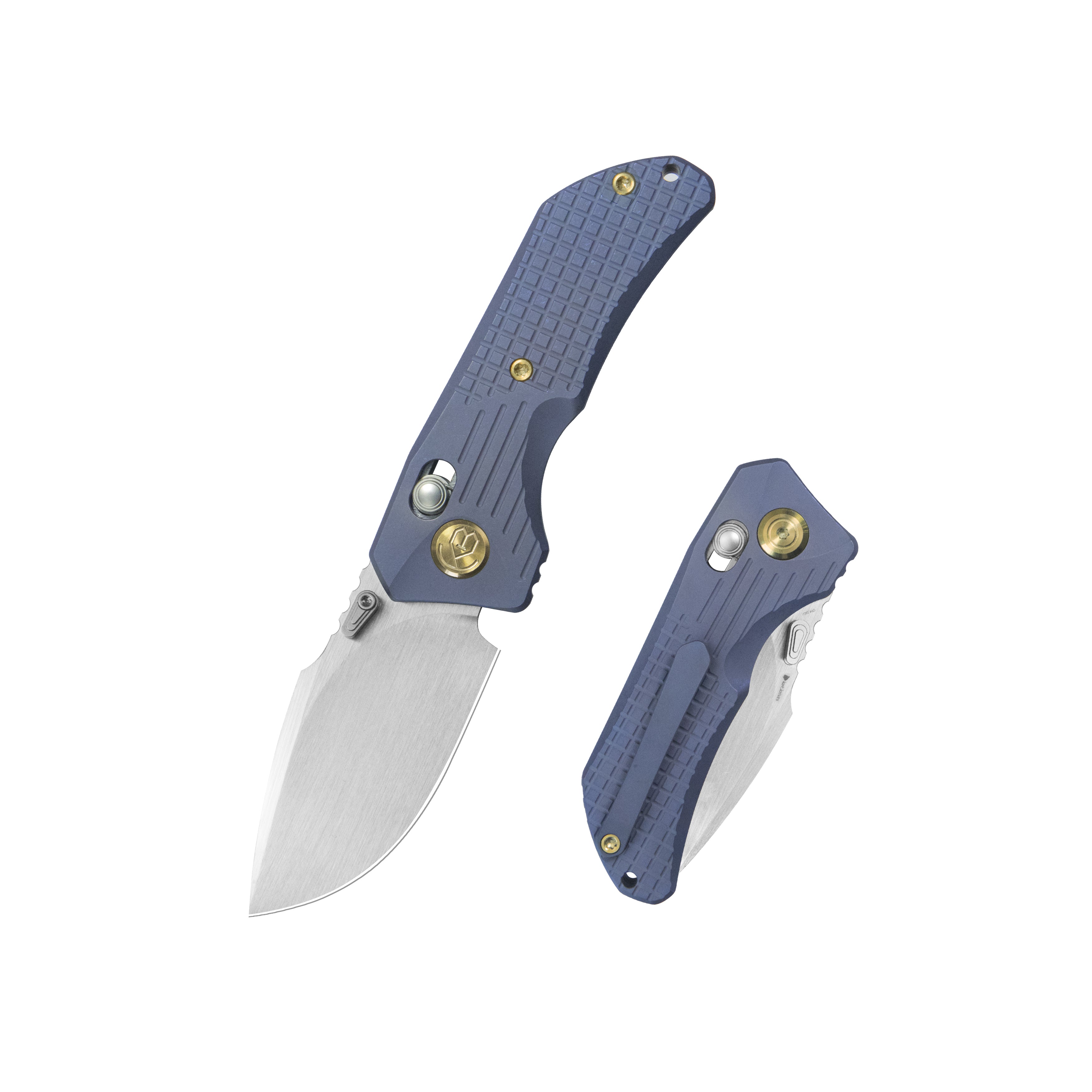 KB Jarpen Folding Knife Blue Ano Titanium Handle 2.36'' Hand Rubbed Satin CPM S90V Blade KB415E