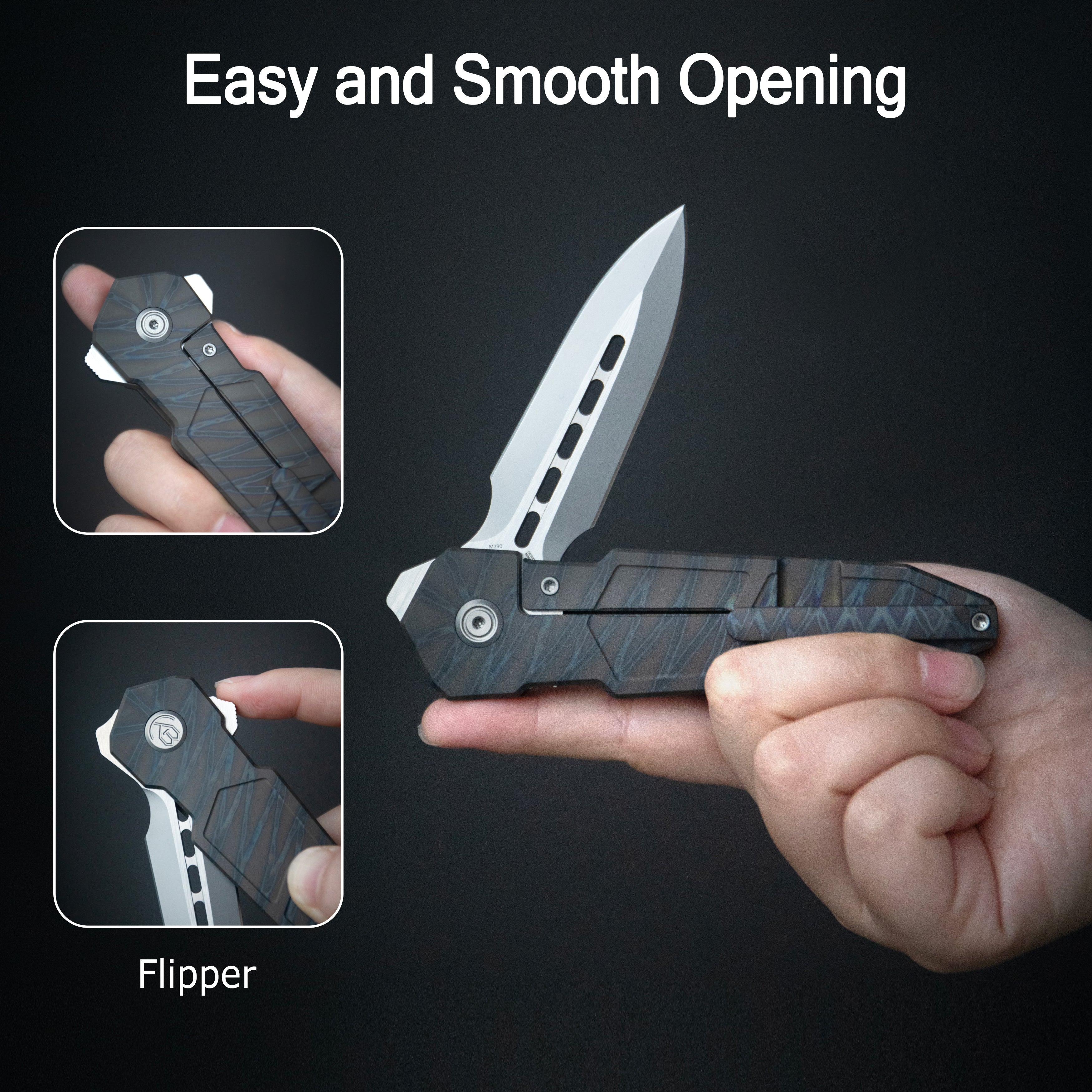 KB Urban Dagger Double Edge Folding Knife Gray Titanium Handle 3.19'' Satin & Beadblast M390 Blade KB416A
