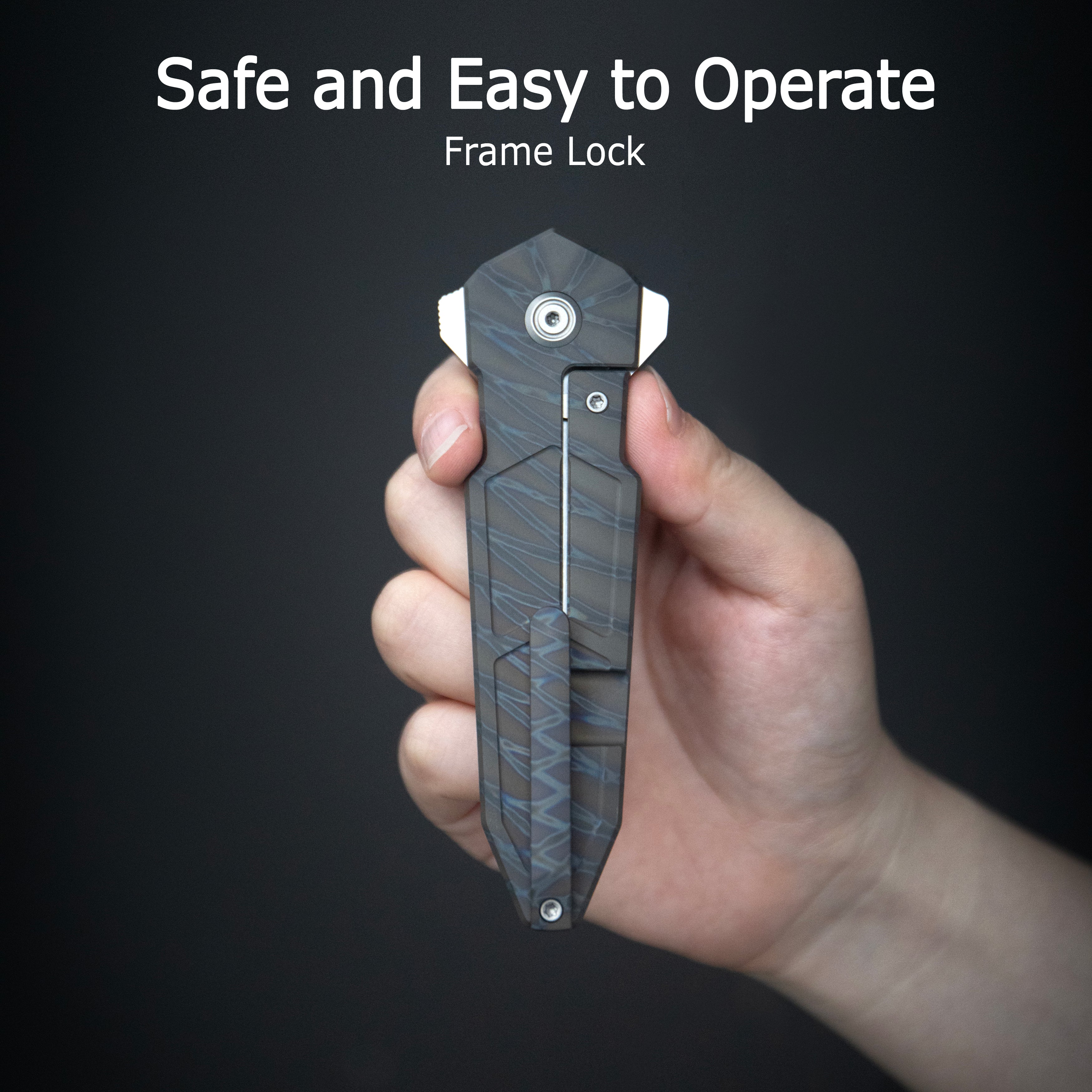 KB Urban Dagger Double Edge Folding Knife Gray Titanium Handle 3.19'' Satin & Beadblast M390 Blade KB416A
