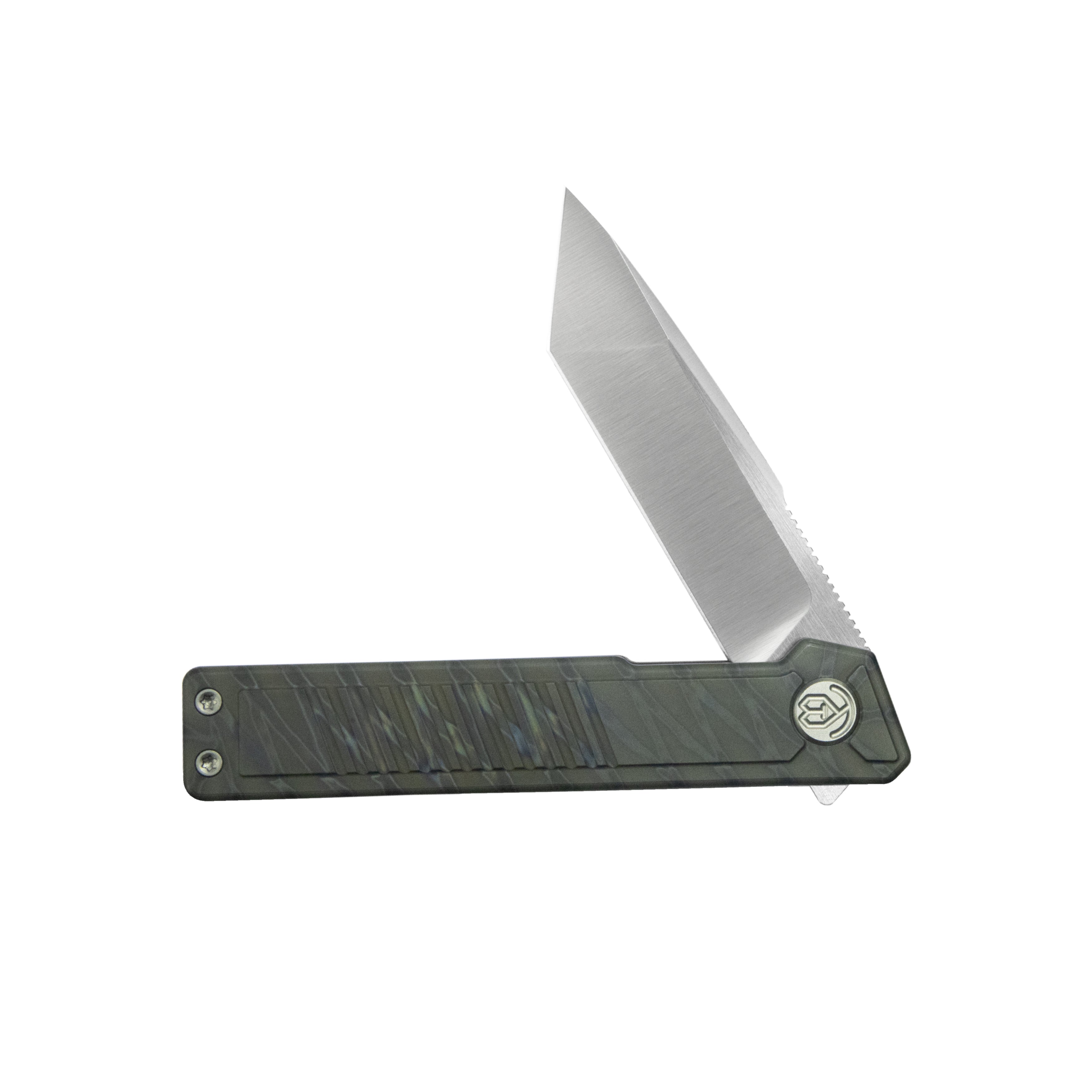 KB Yondu Double Detent Knife Flamed Ti Micro Milling 2.87'' Tanto Satin M390 Blade KB420B
