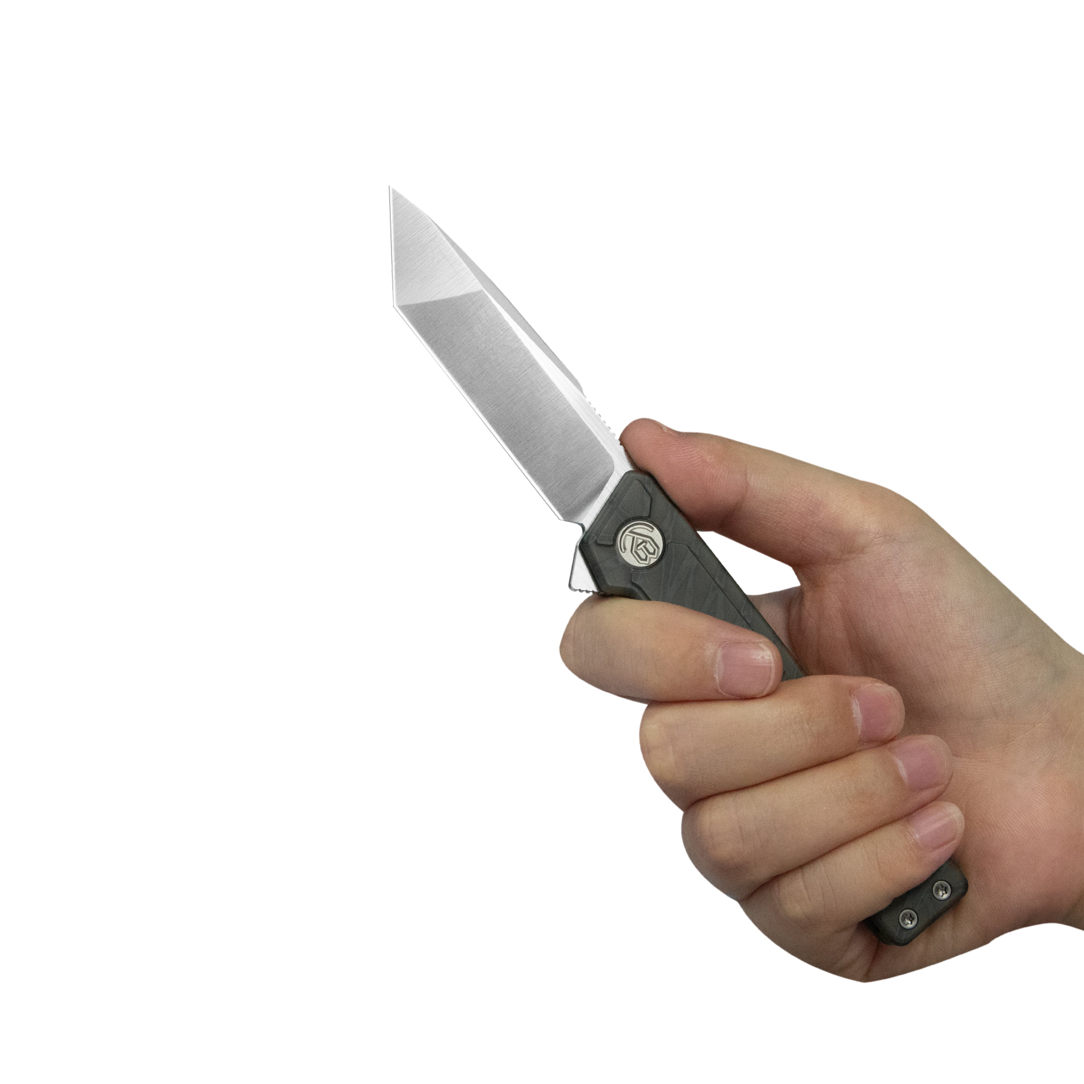 KB Yondu Double Detent Knife Flamed Ti Micro Milling 2.87'' Tanto Satin M390 Blade KB420B
