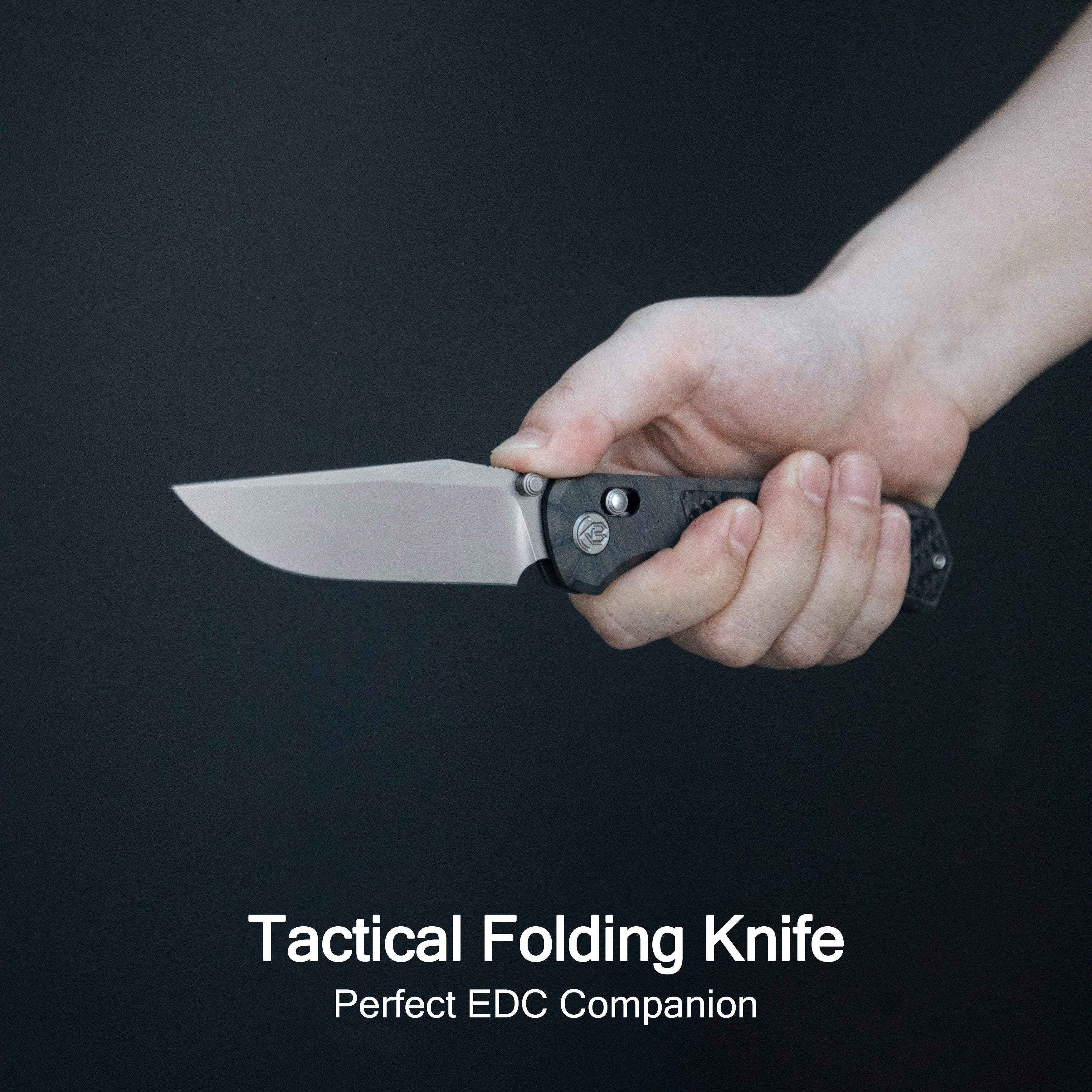 KB Lynx Crossbar Locking Folding Knife DLC Titanium Handle with Zircuti Inlay 3.54'' DLC M390 Blade KB427C