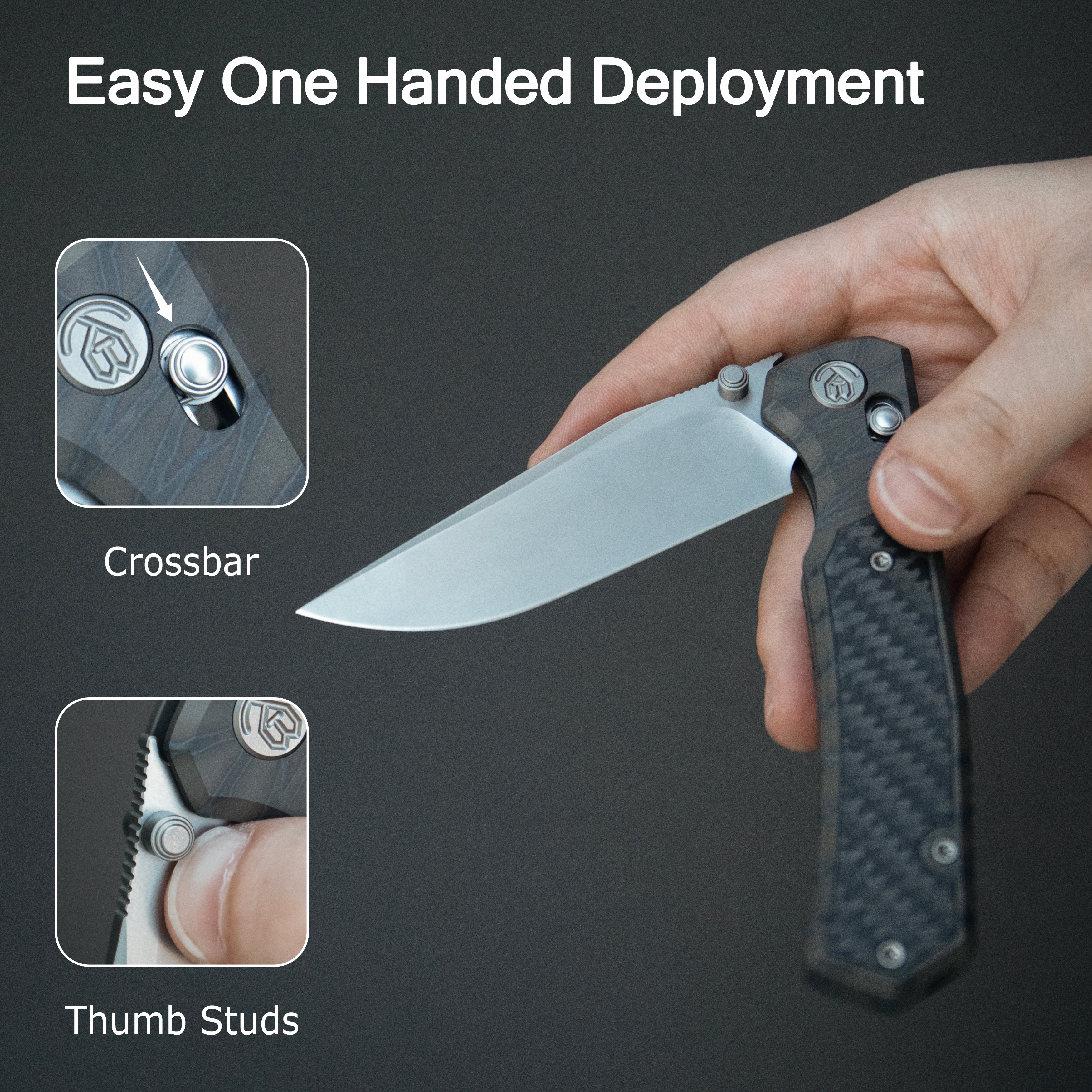 KB Lynx Crossbar Locking Folding Knife DLC Titanium Handle with Zircuti Inlay 3.54'' DLC M390 Blade KB427C