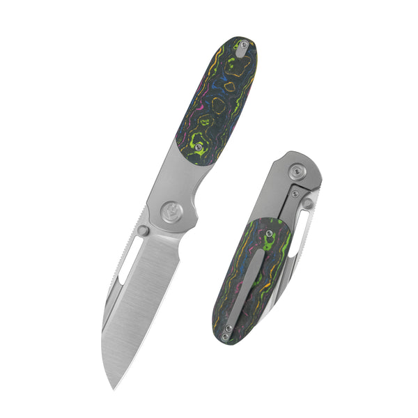 KB Icicle Pocket Folding Knife Frame Lock Sandblast Titanium with 80's