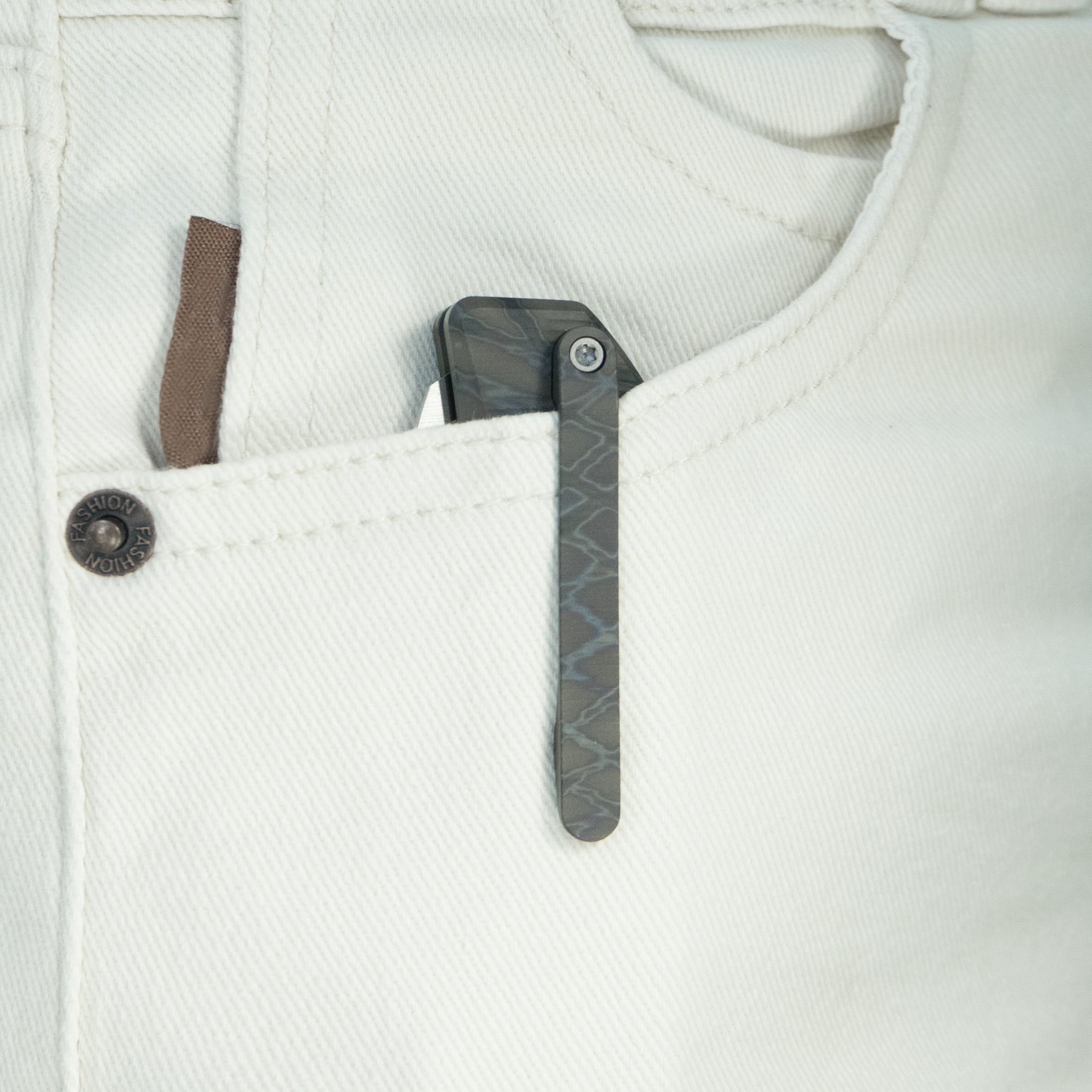 KB Venom Top Liner Lock Pocket Folding Knife Flame Ano Titanium w/ Radial Milling 3.46" Belt Satin CPM S90V Blade KB435B