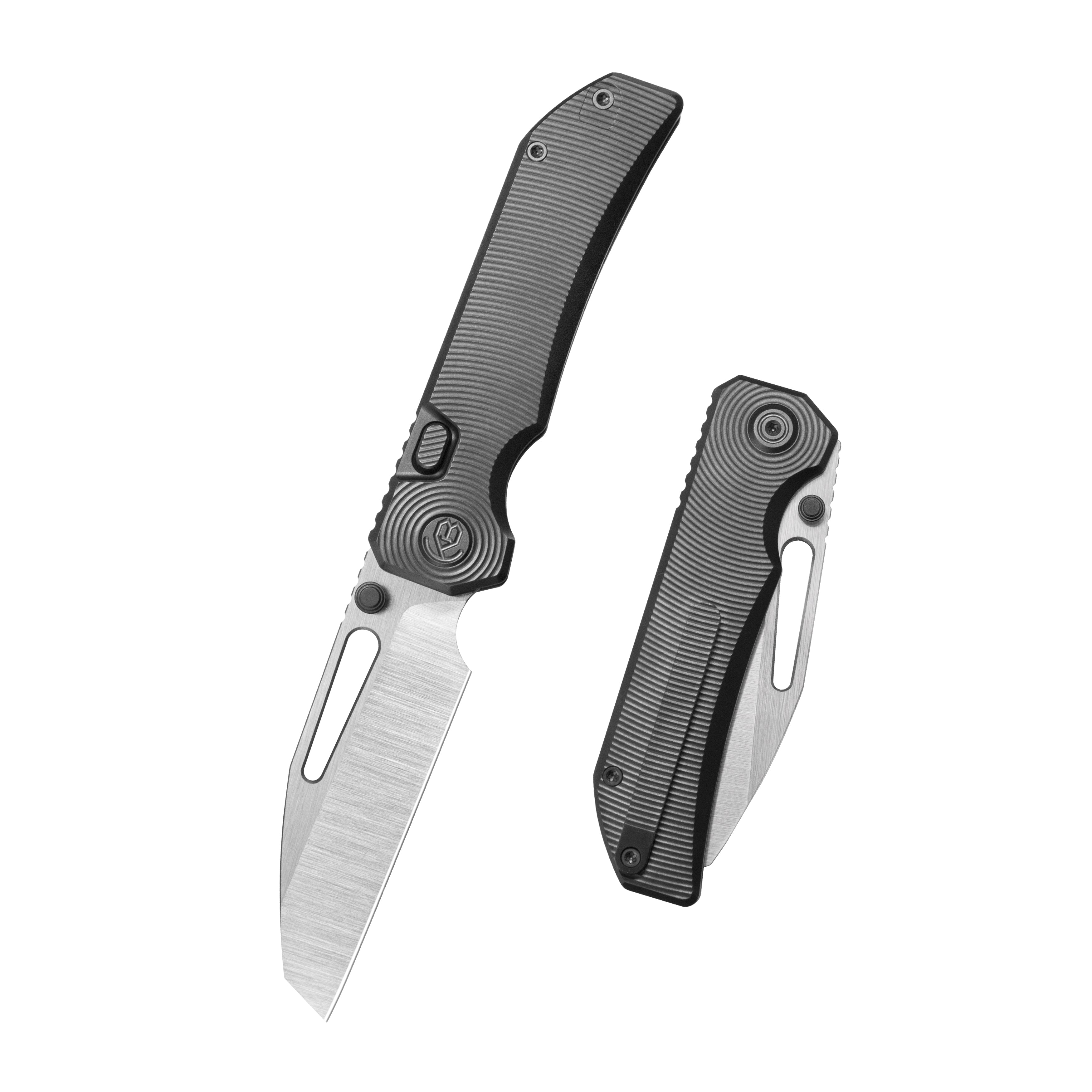 KB Venom Top Liner Lock Pocket Folding Knife DLC Titanium w/ Radial Milling 3.46" Belt Satin CPM S90V Blade KB435C