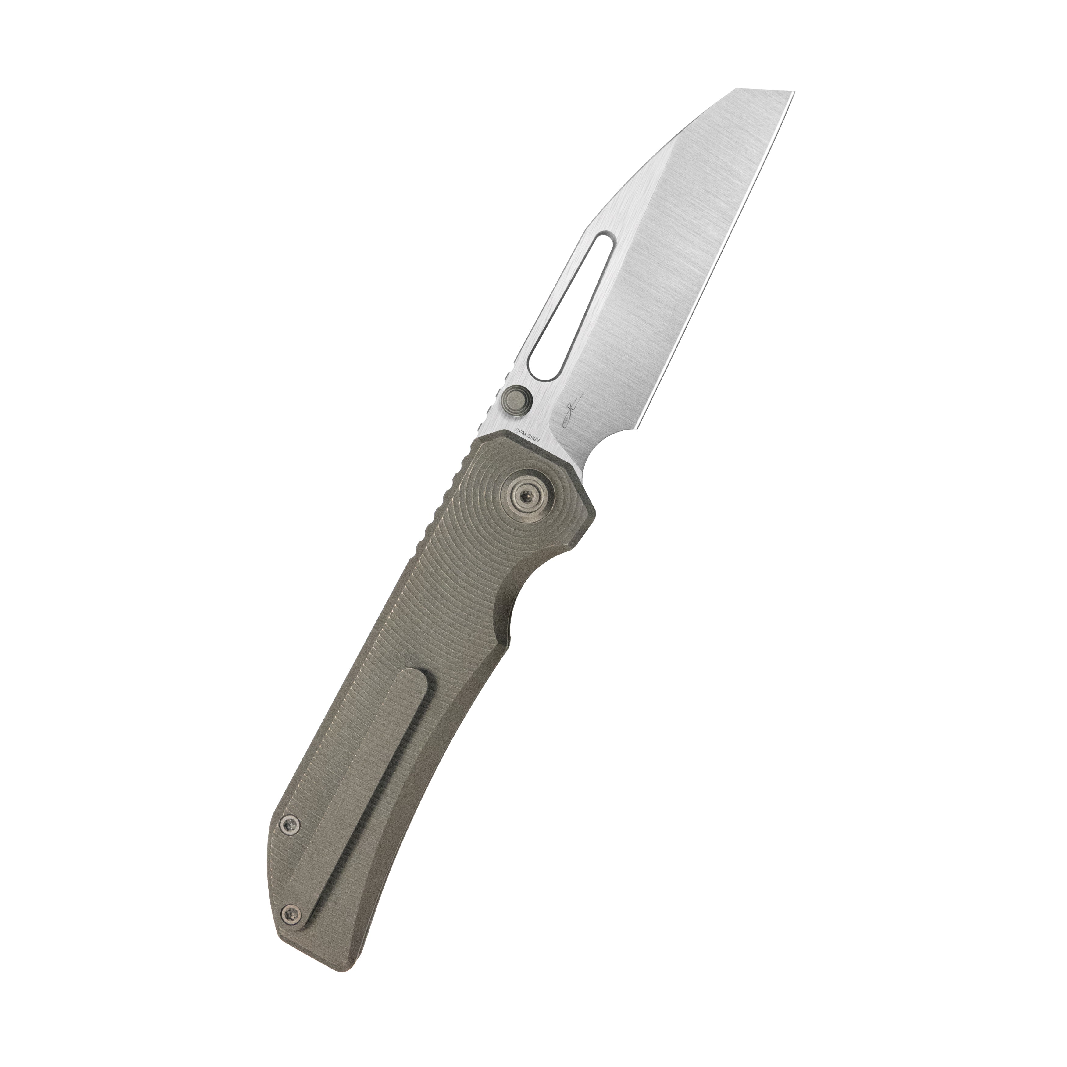 KB Venom Top Liner Lock Pocket Folding Knife Bronze Titanium 3.46" Belt Satin CPM S90V Blade KB435E