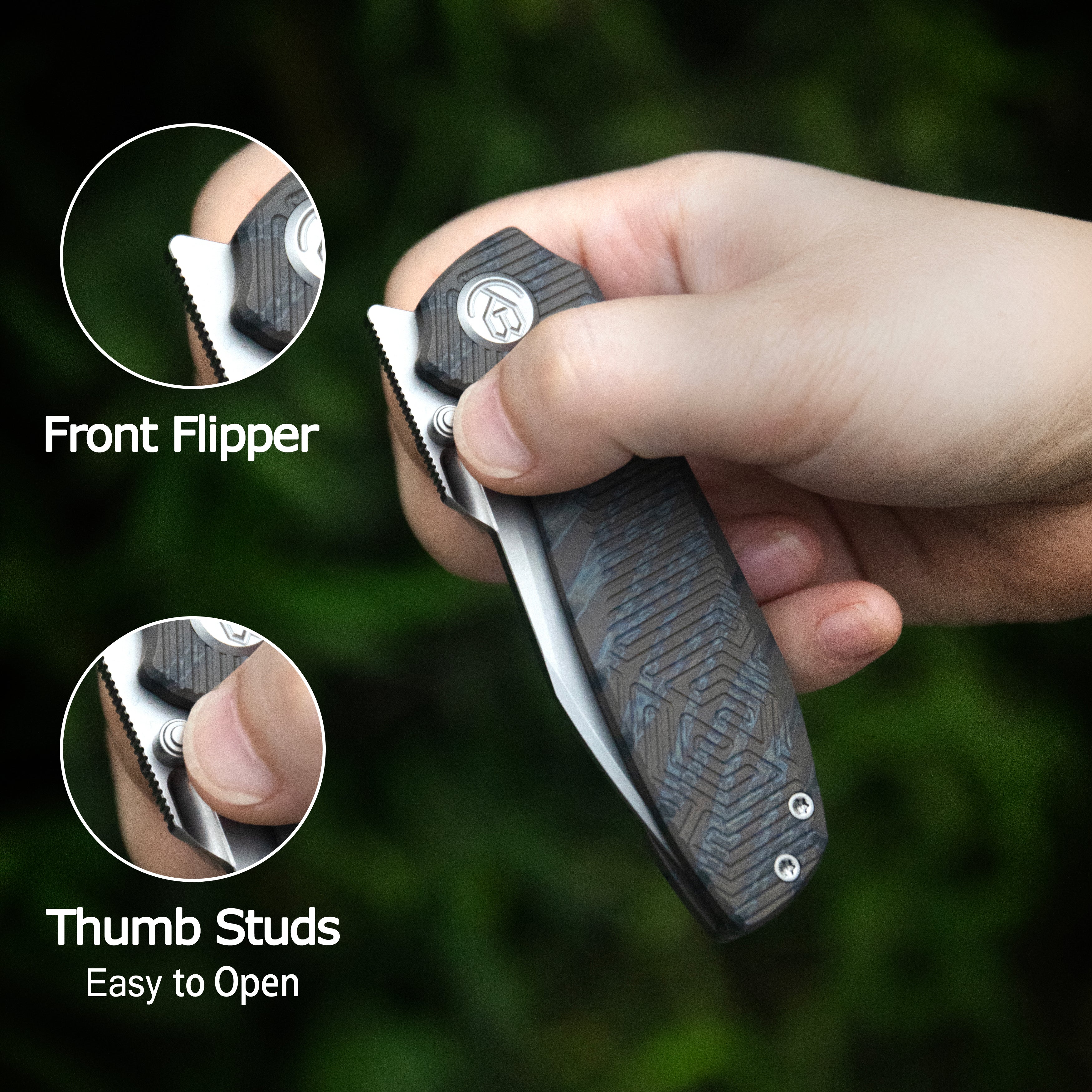 KB Agera Frame Lock Pocket Folding Knife Regular DLC Titanium w/ Milling Handle 3.03'' Regular DLC  M390 Blade KB437C