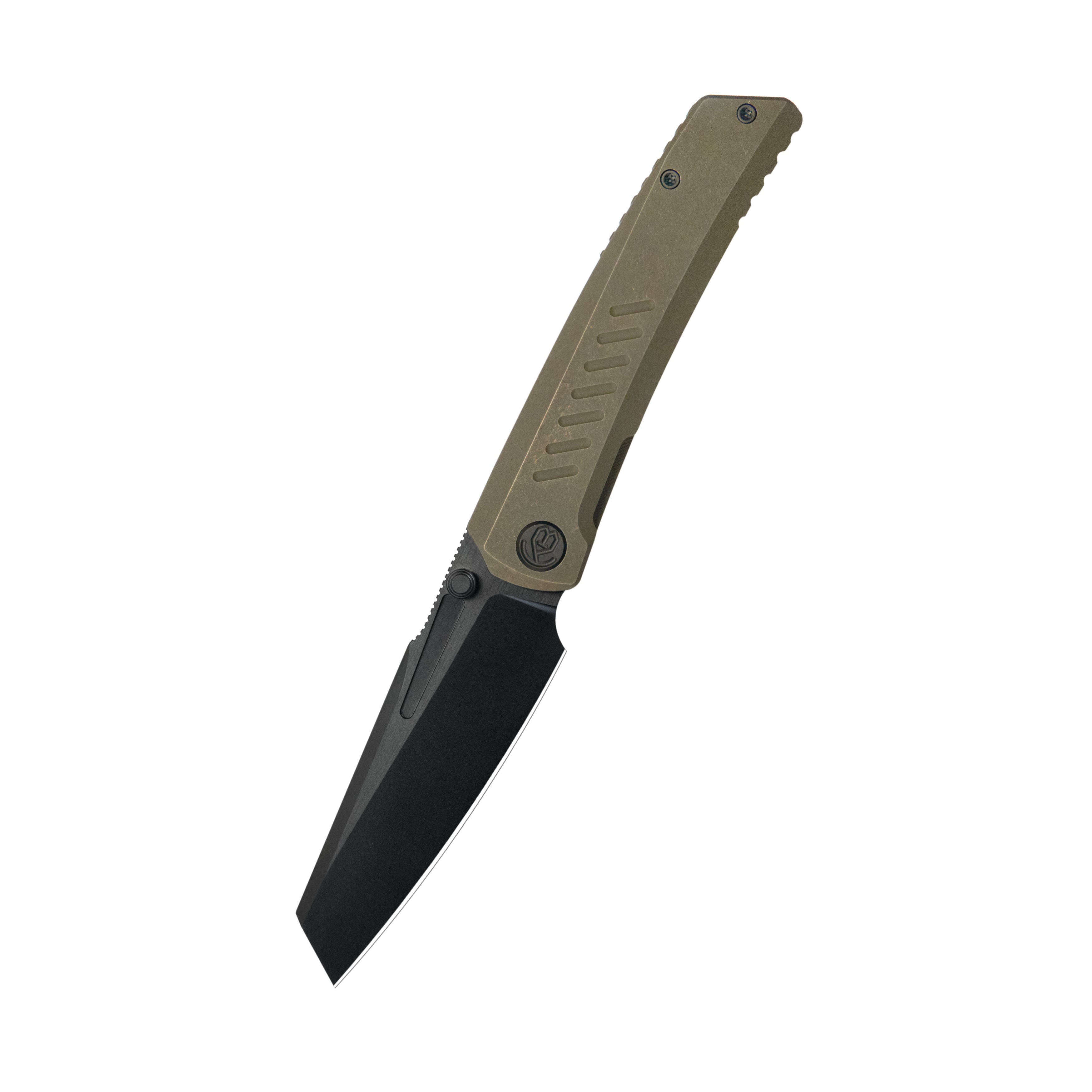 KB Insomnia Frame Locking Folding Knife Bronze Titanium Handle 3.46" DLC Satin M390 Blade KB441C