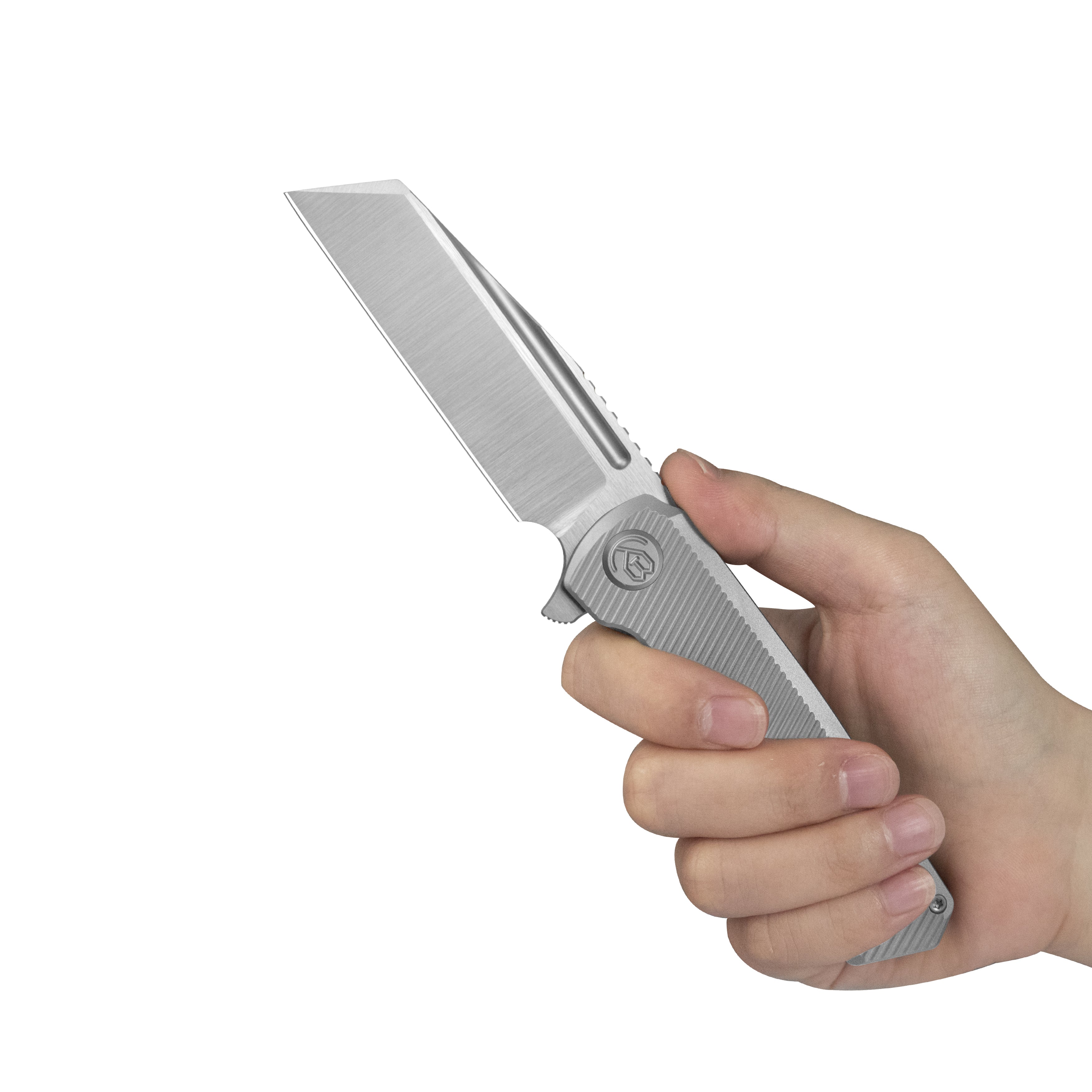 ミュージシャン BAND-MAID L CARABINER MATTE SILVER KB Nexus Folding Knife Grey Titanium Handle 3.66'' Belt Satin M390 Bla