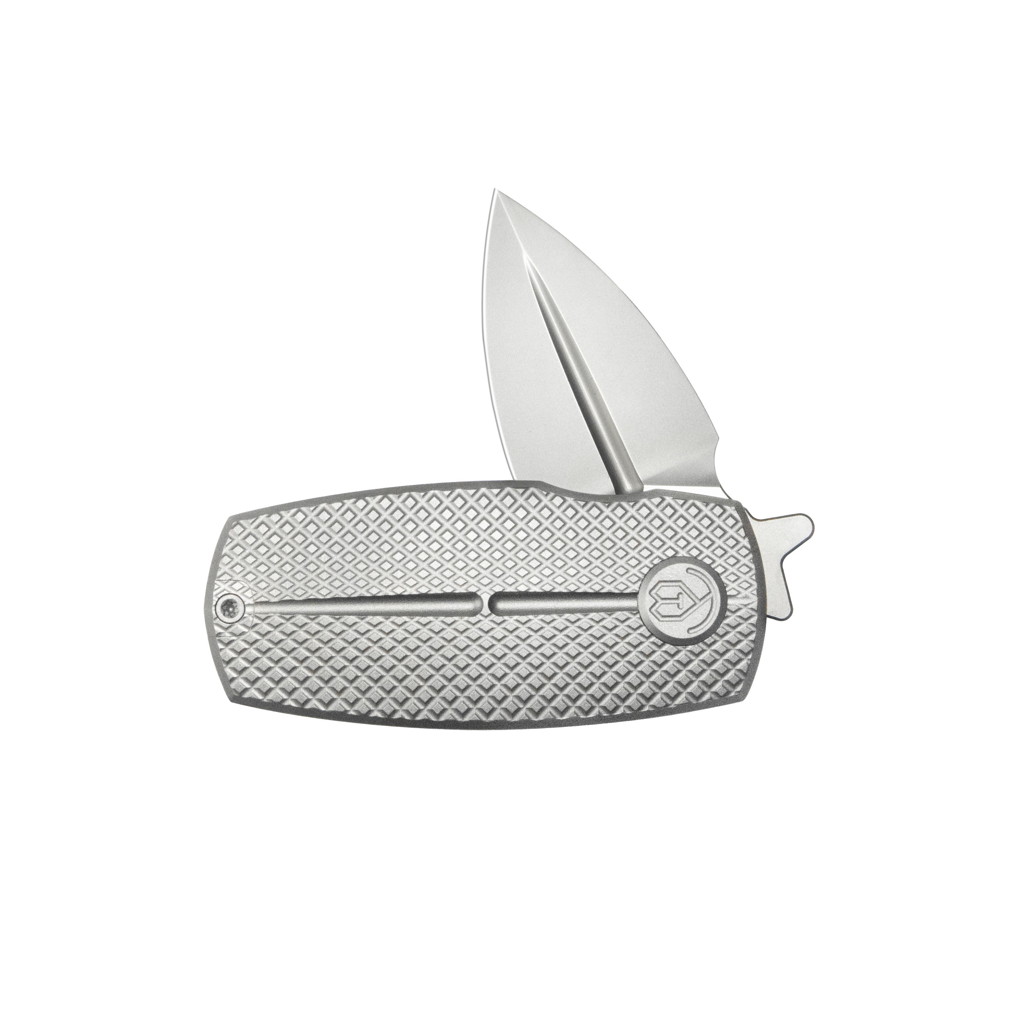 KB Fang Mini Pocket Knife Grey Titanium with Diamond Milling 1.97