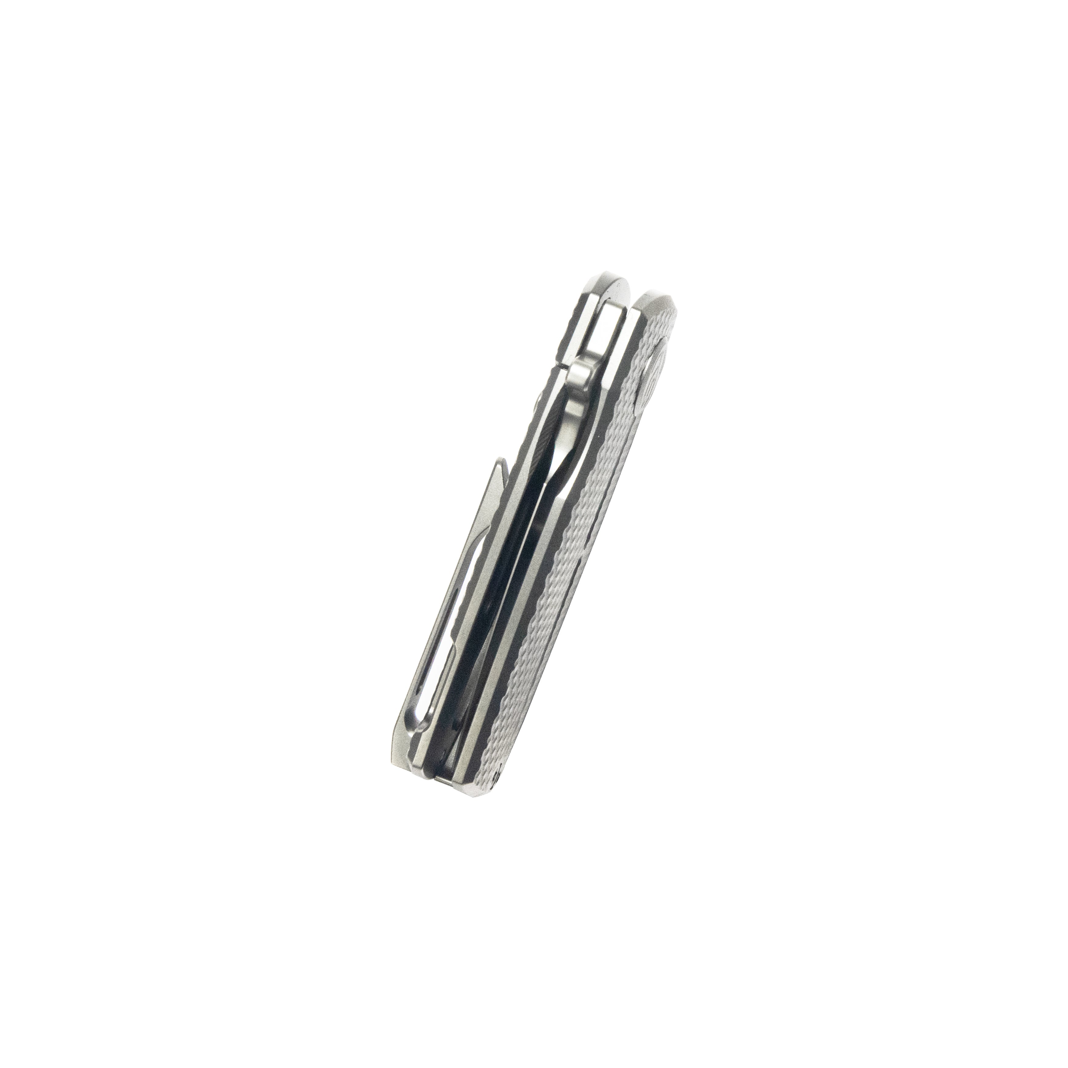 KB Fang Mini Pocket Knife Grey Titanium with Diamond Milling 1.97" Beadblast M390 Blade KB451A