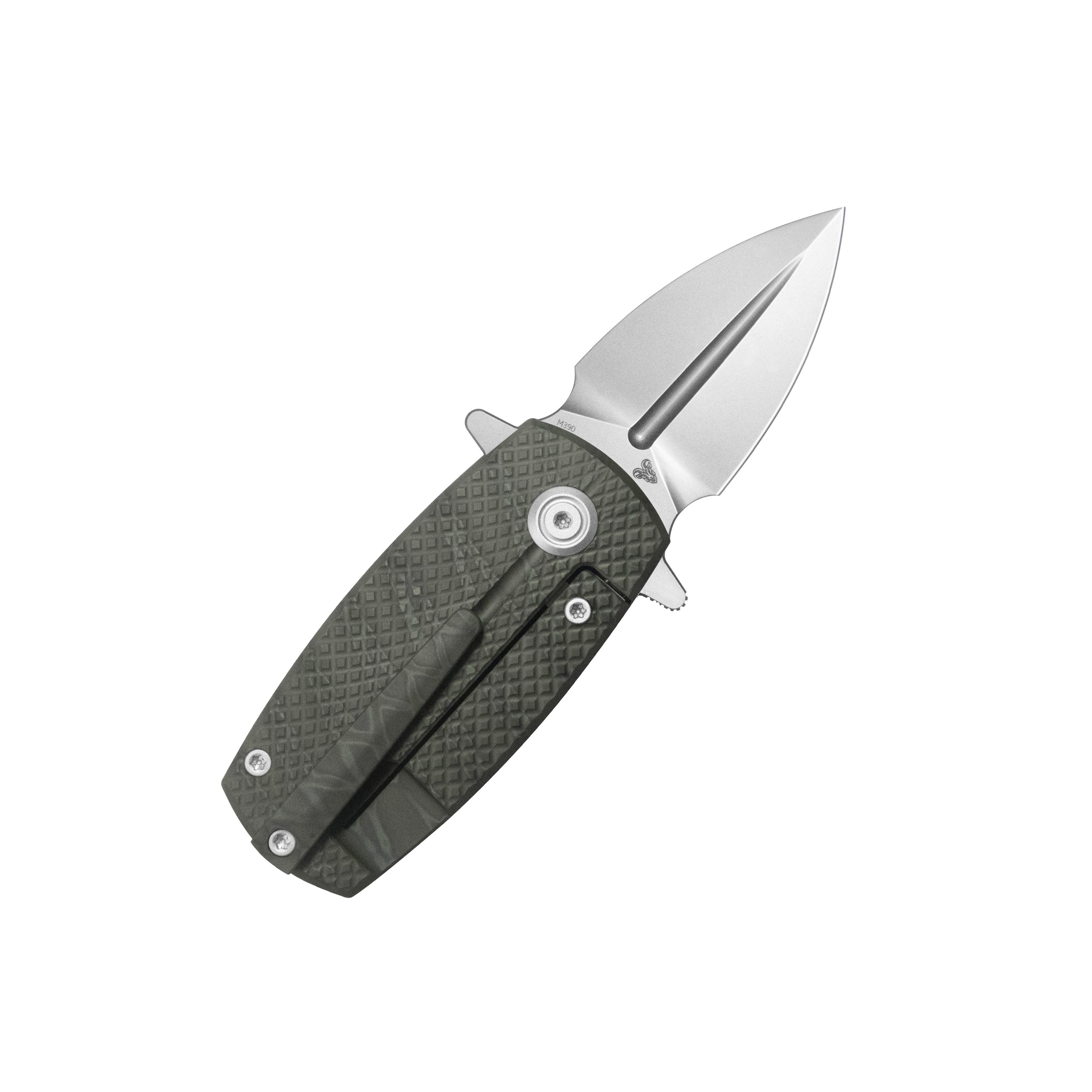 KB Fang Mini Pocket Knife Flame Ano Titanium with Diamond Milling 1.97" Beadblast M390 Blade KB451B