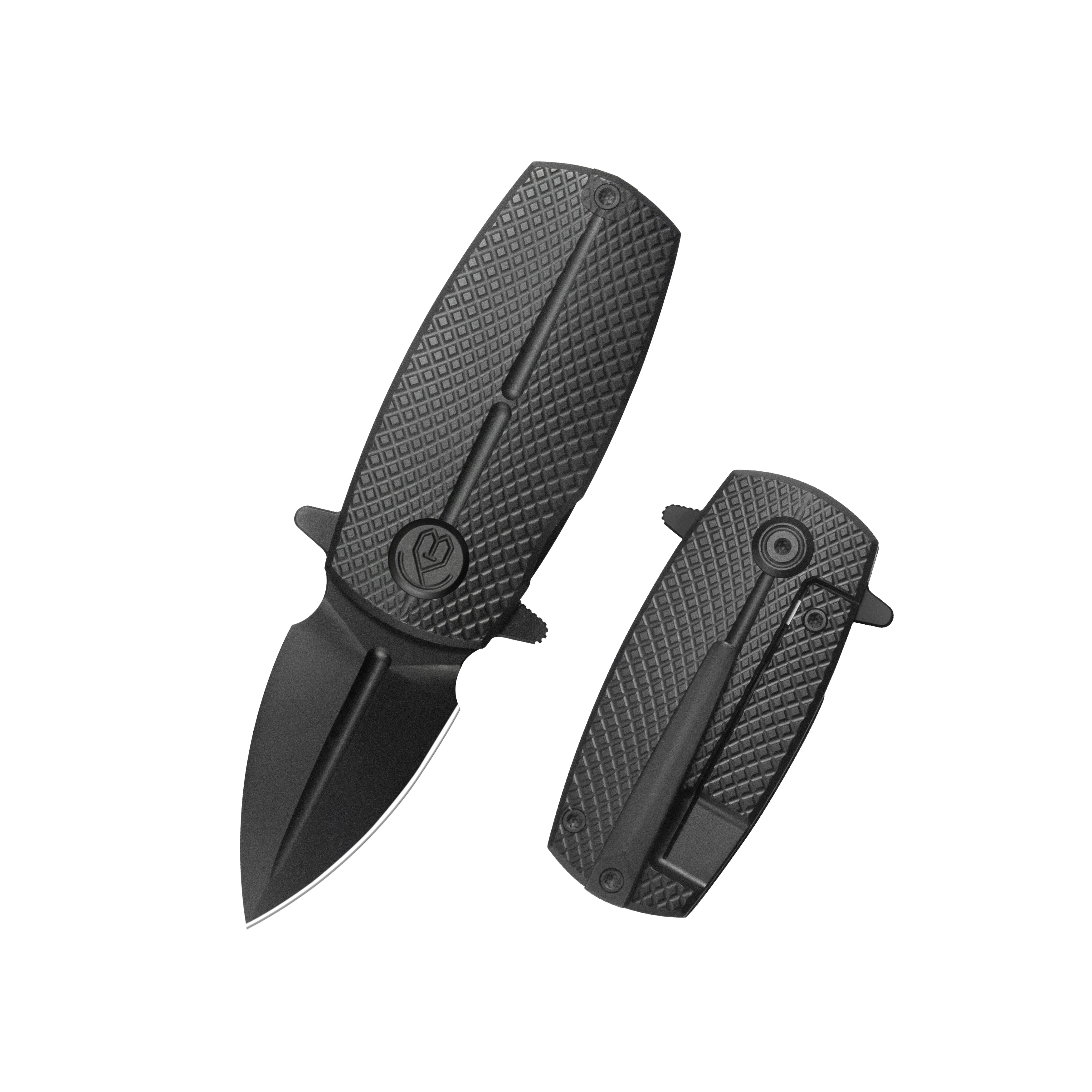 KB Fang Mini Pocket Knife Regular DLC Titanium with Diamond Milling 1.97" Regular DLC M390 Blade KB451C
