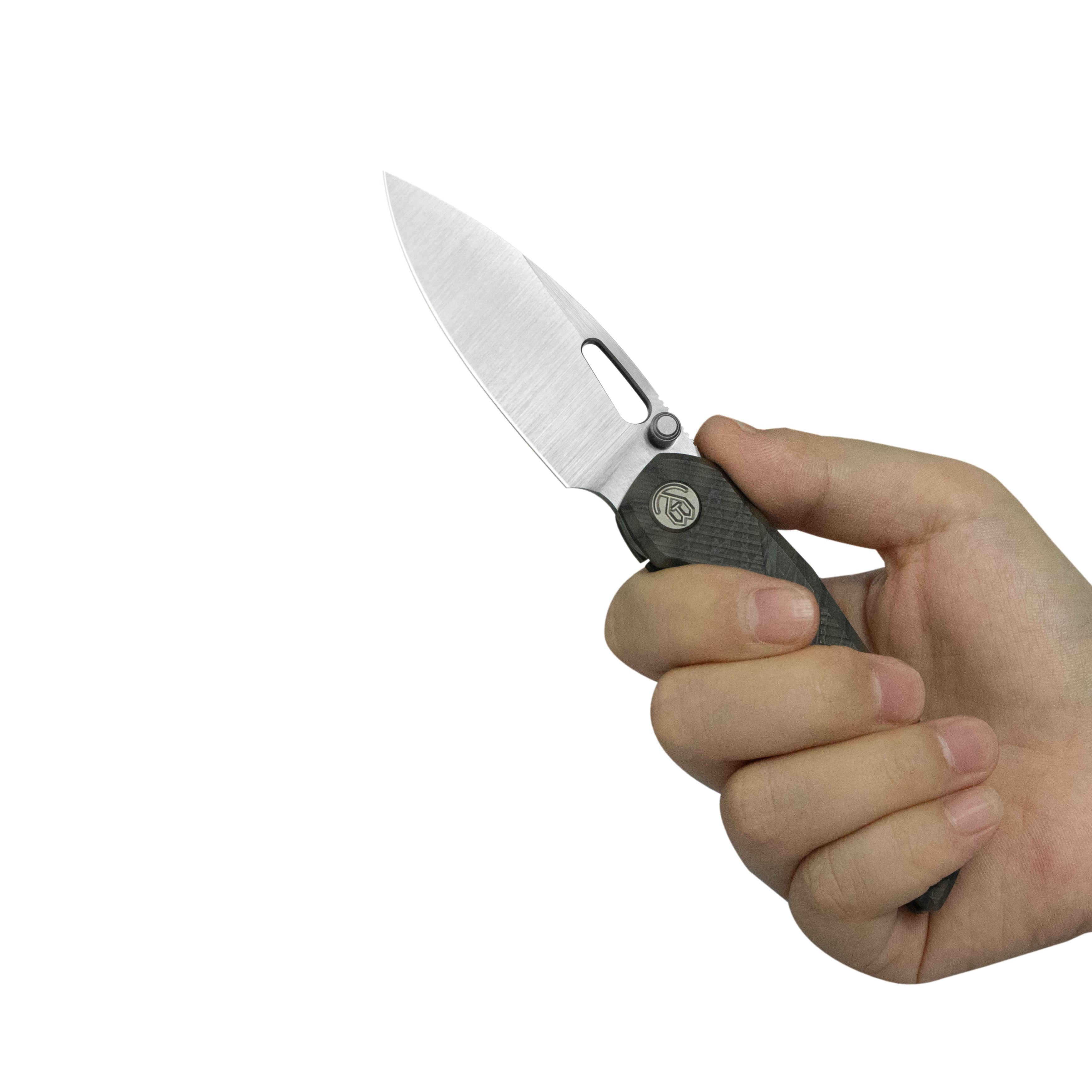 KB Sear Thumb Stud Open Folding Pocket Knife Flamed Ti Micro Milling 2.99" Belt Satin S90V Blade KB457B