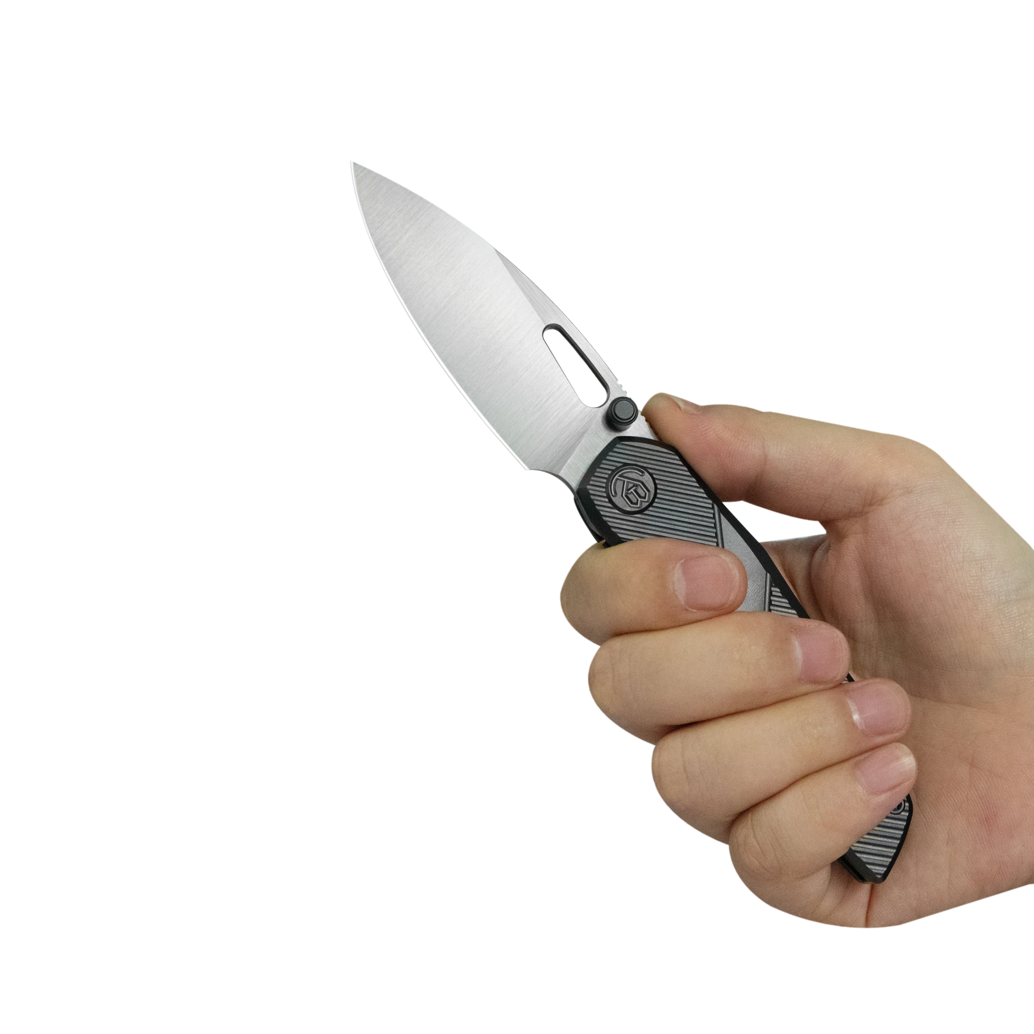KB Sear Thumb Stud Open Folding Pocket Knife DLC Ti Micro Milling 2.99" Belt Satin S90V Blade KB457C