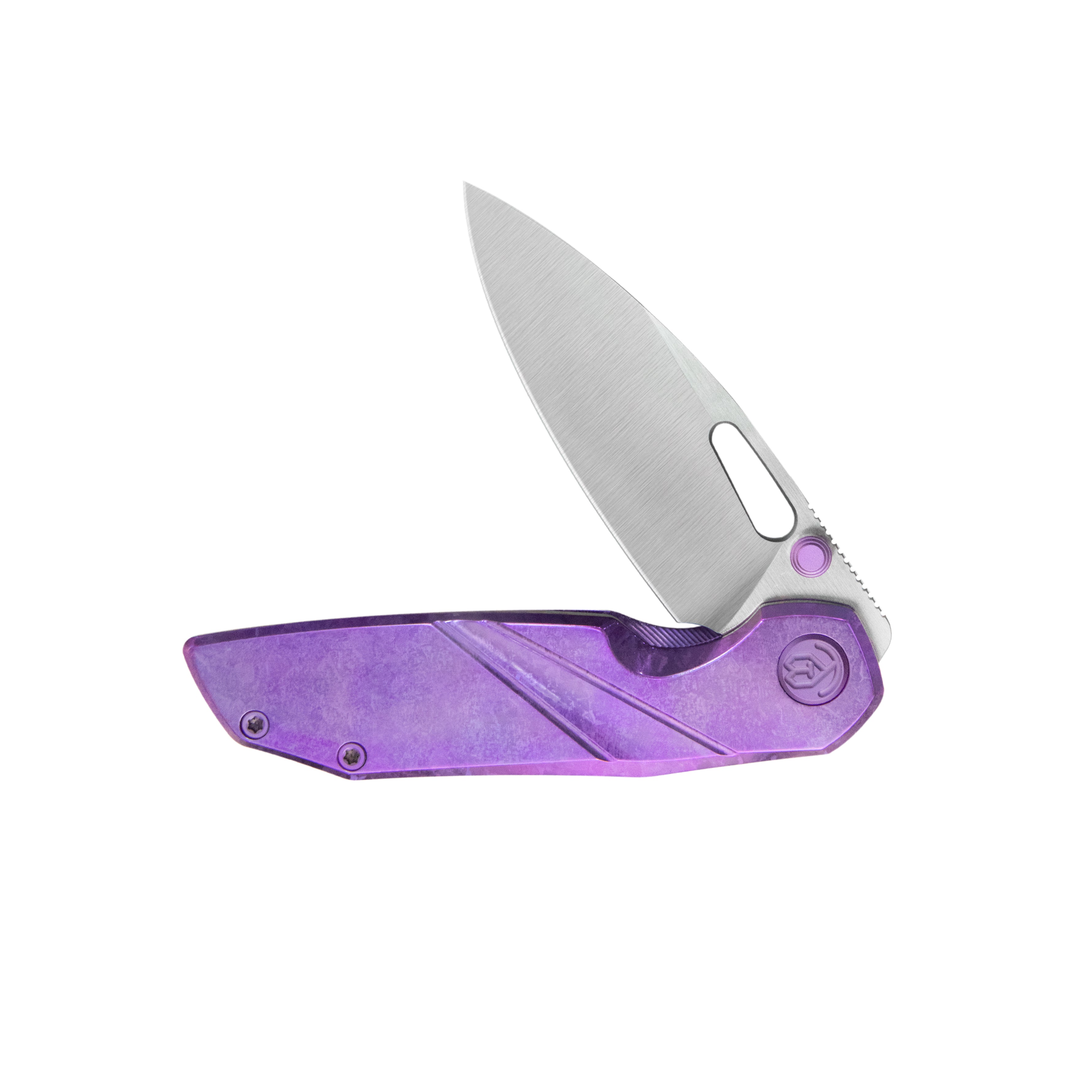 KB Sear Thumb Stud Open Folding Pocket Knife Purple Crystallized Ti Micro Milling 2.99" Belt Satin S90V Blade KB457D
