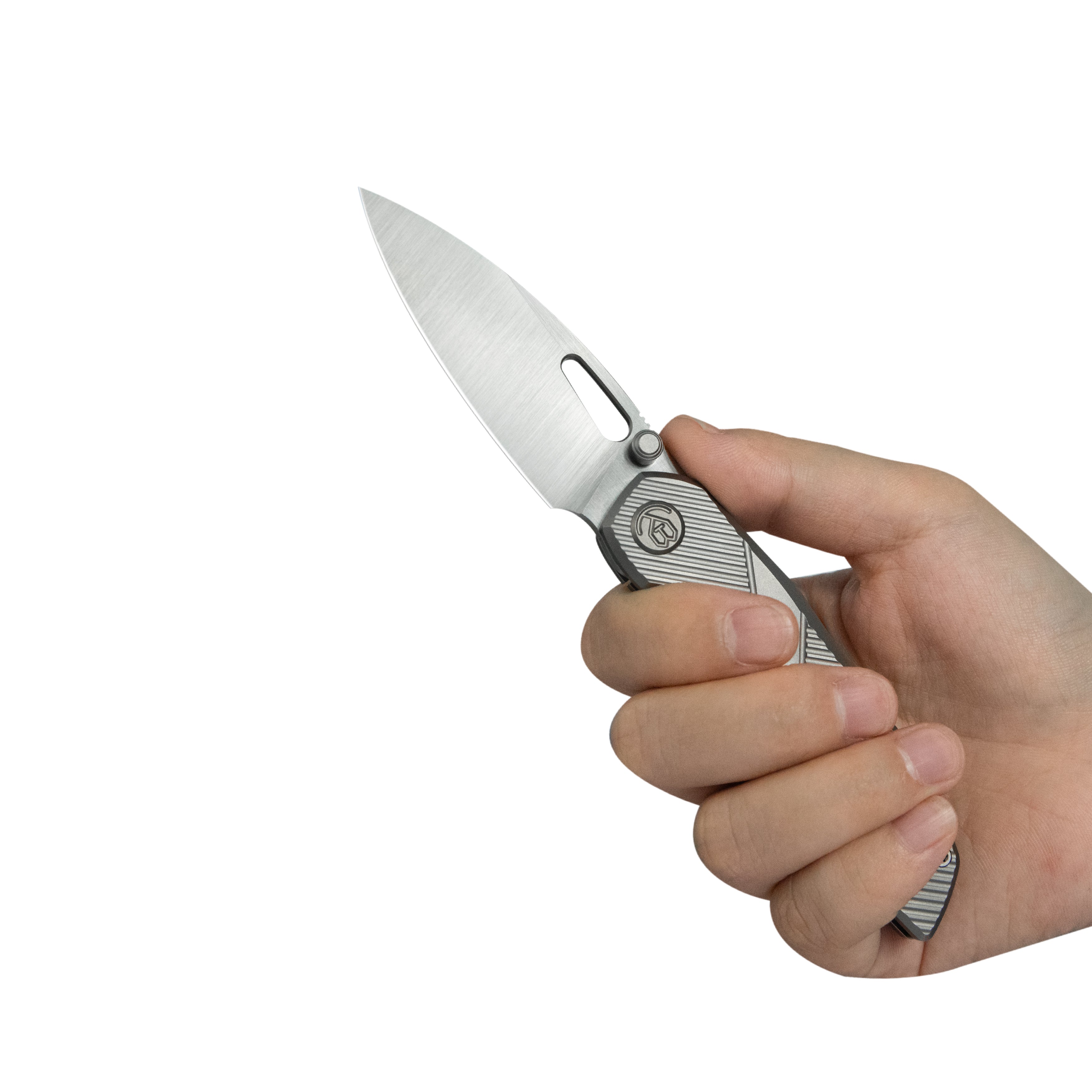 KB Sear Thumb Stud Open Folding Pocket Knife Gray Ti Micro MIlling 2.9