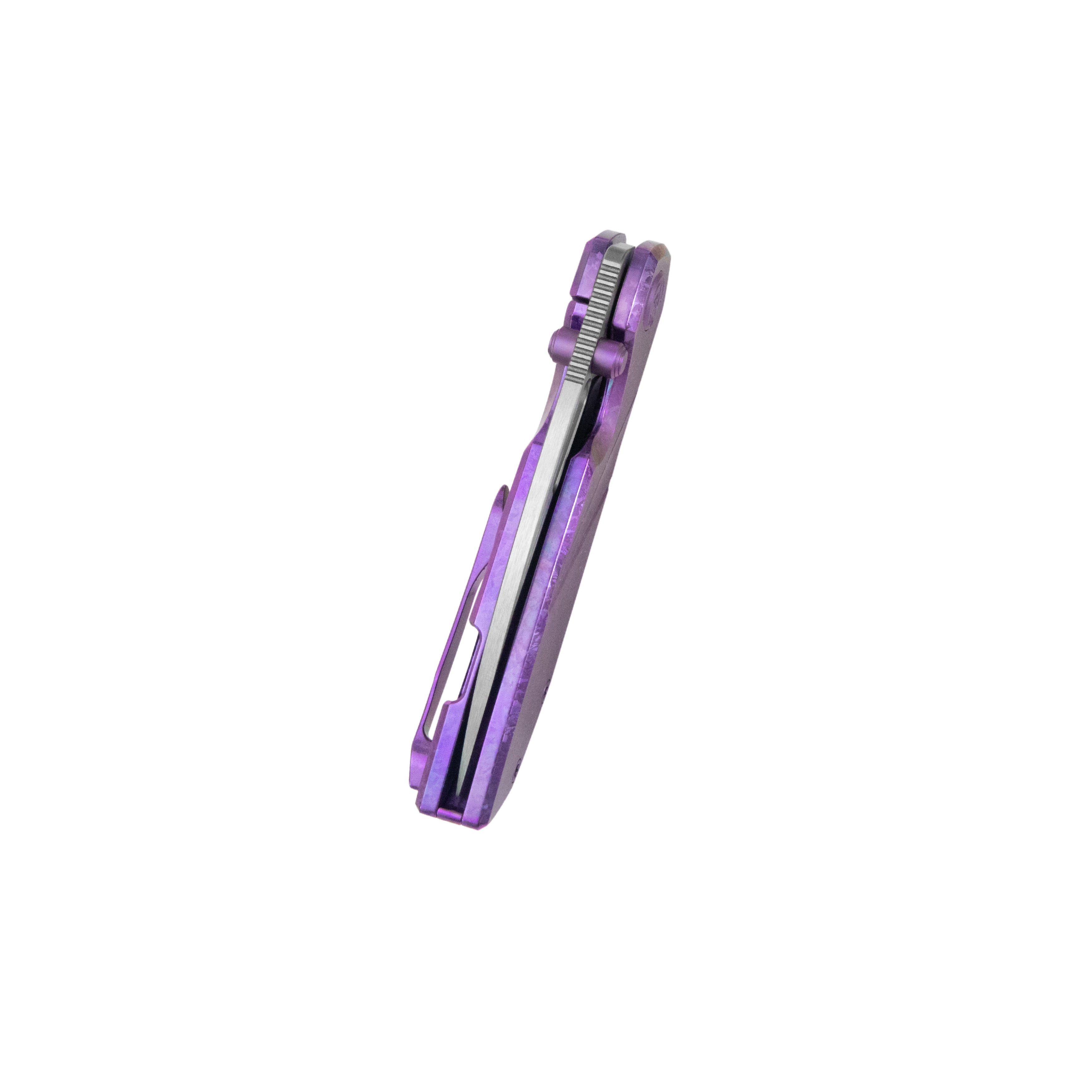 KB Sear Thumb Stud Open Folding Pocket Knife Purple Crystallized Ti Micro Milling 2.99" Belt Satin S90V Blade KB457D