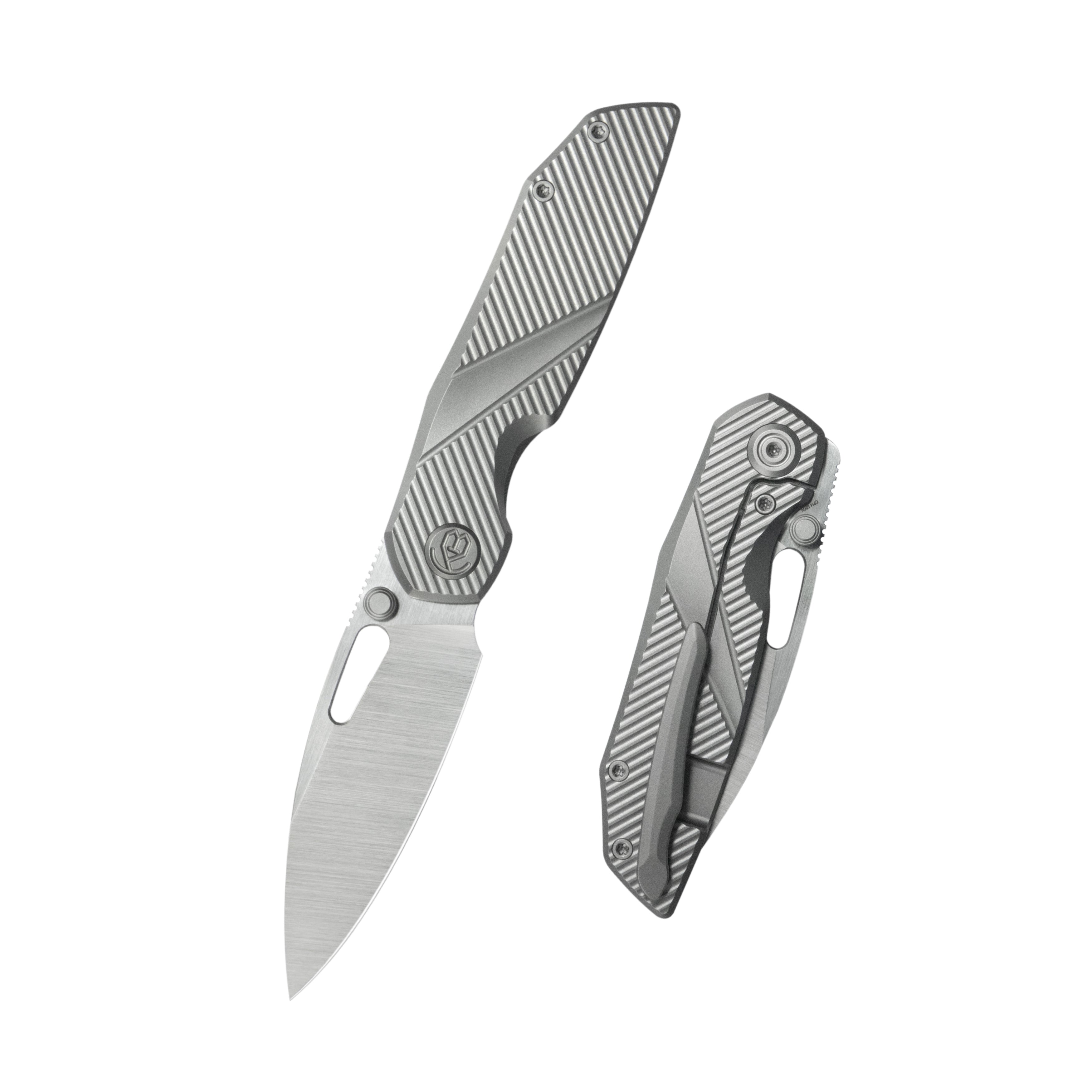 KB Sear Thumb Stud Open Folding Pocket Knife Gray Ti Micro MIlling 2.99" Belt Satin S90V Blade KB457A