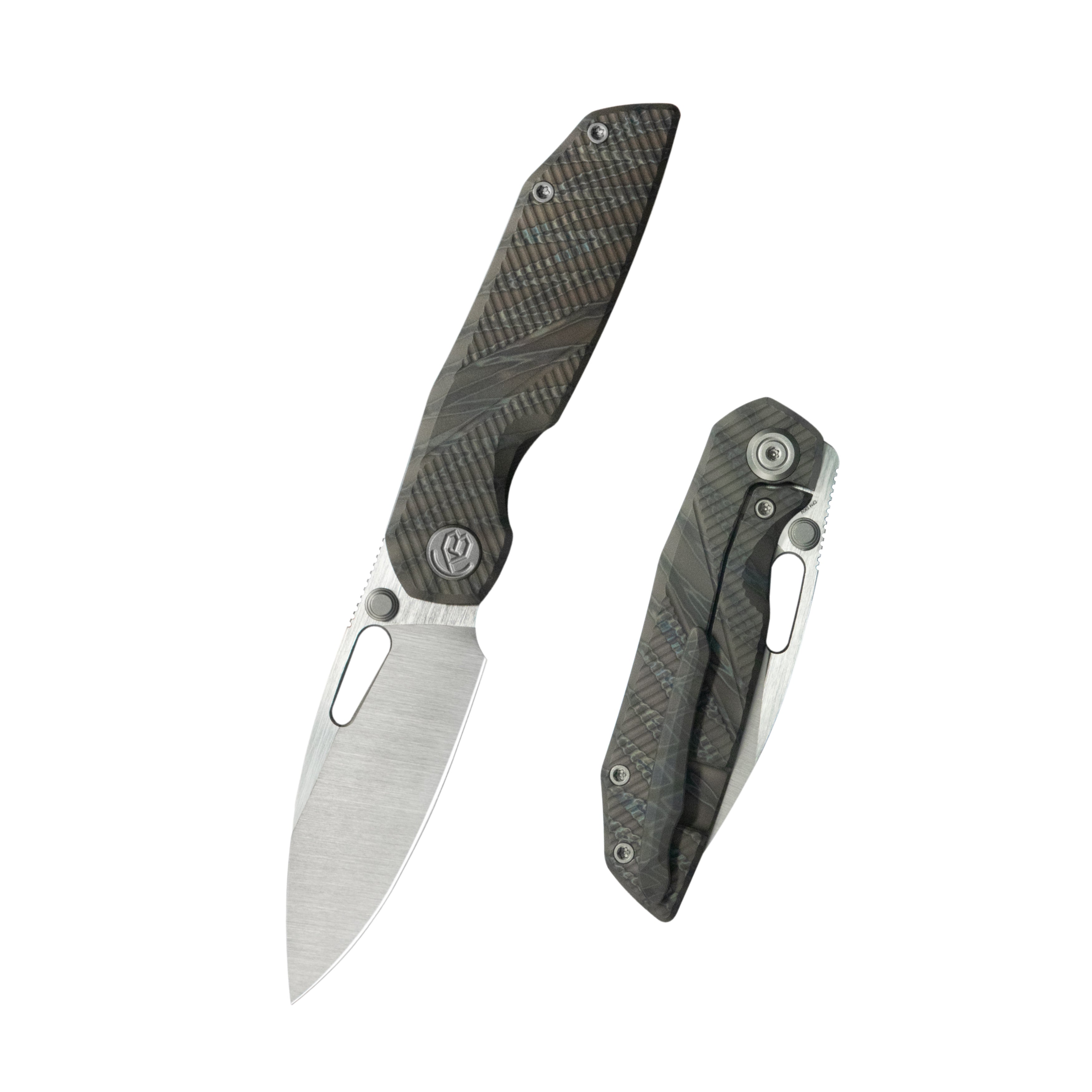KB Sear Thumb Stud Open Folding Pocket Knife Flamed Ti Micro Milling 2.99" Belt Satin S90V Blade KB457B