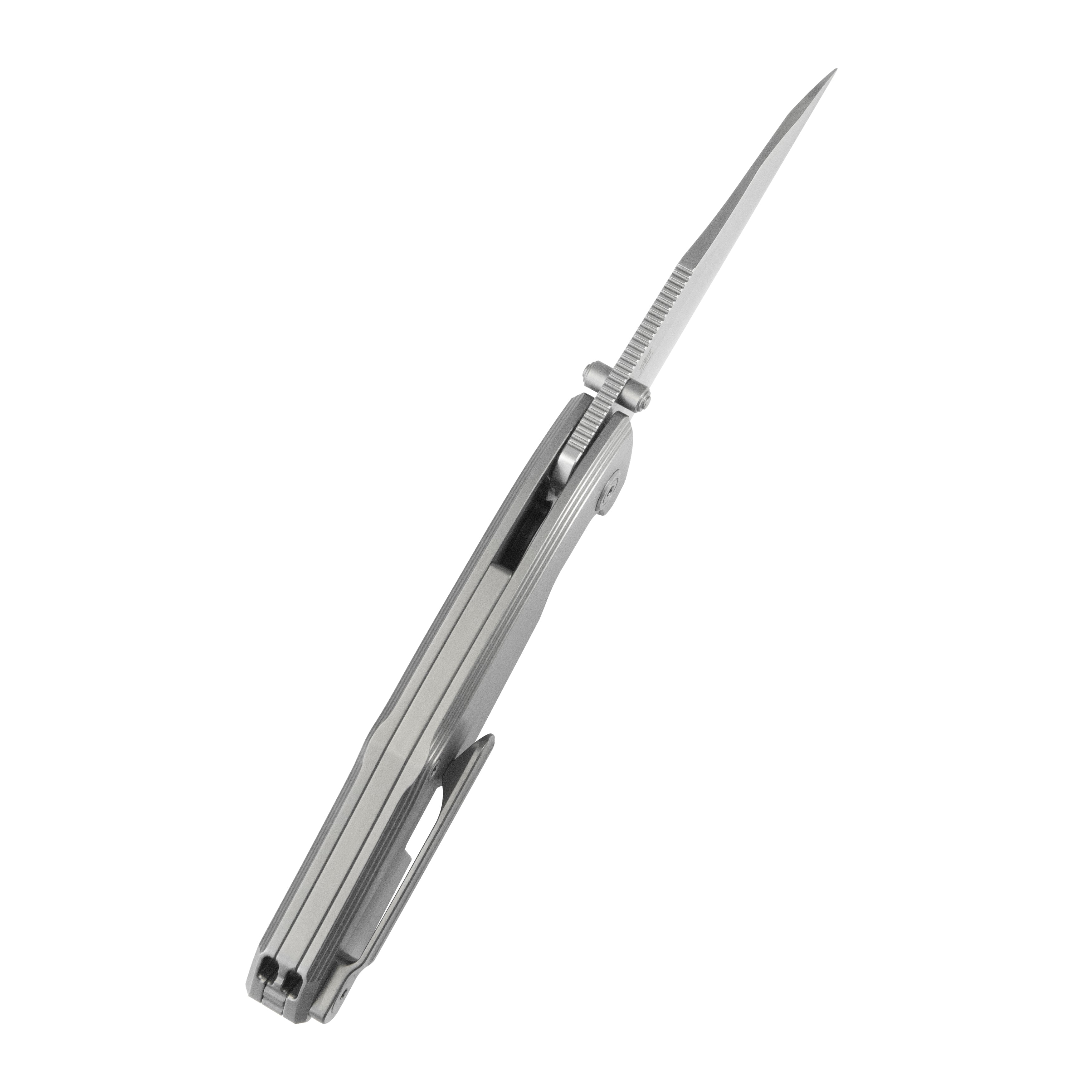 KB Mantra Folding Knife Sandblasting Titanium Handle 3.27'' Silver Bead Blasting M390 Blade KB459A