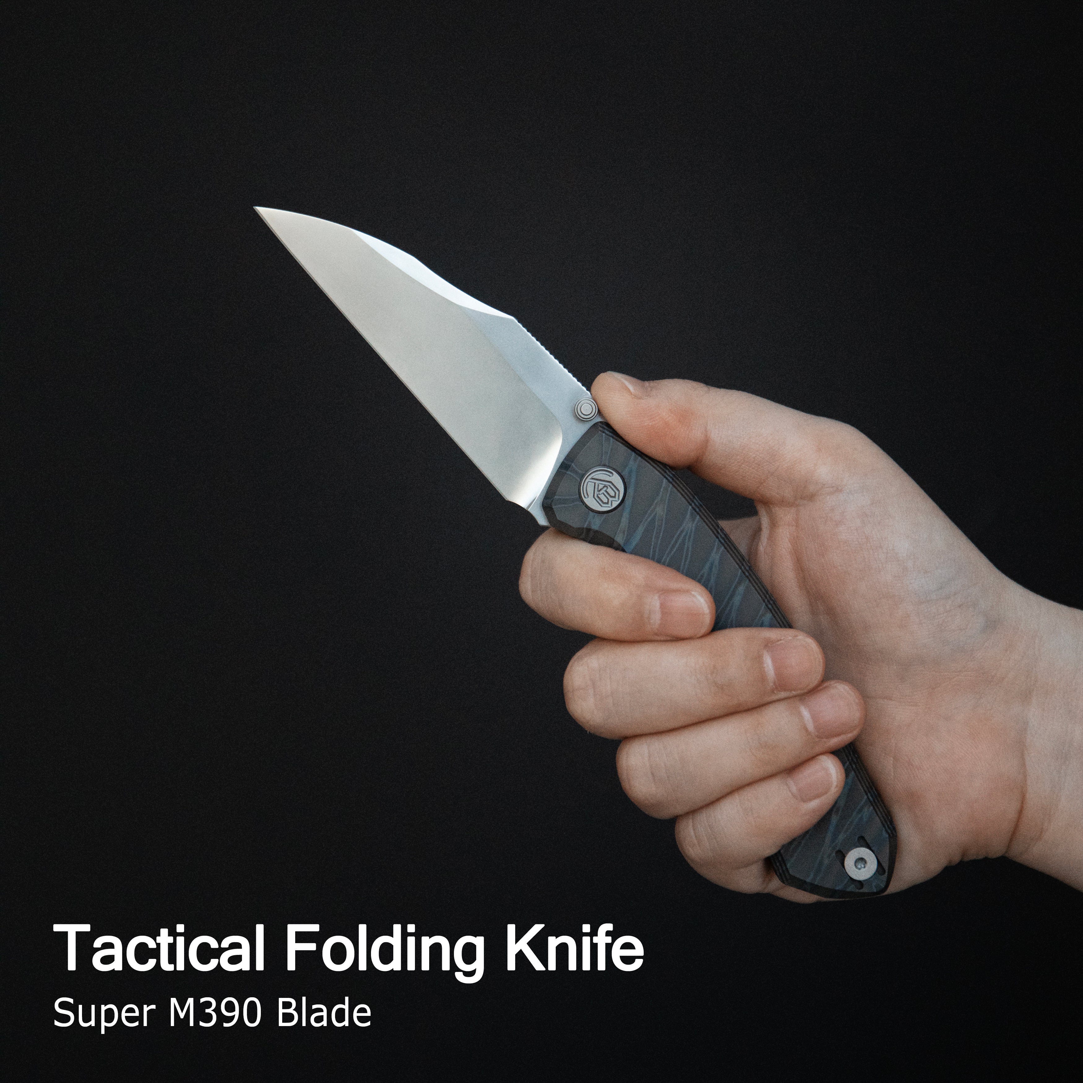 KB Mantra Folding Knife Sandblasting Titanium Handle 3.27'' Silver Bead Blasting M390 Blade KB459A