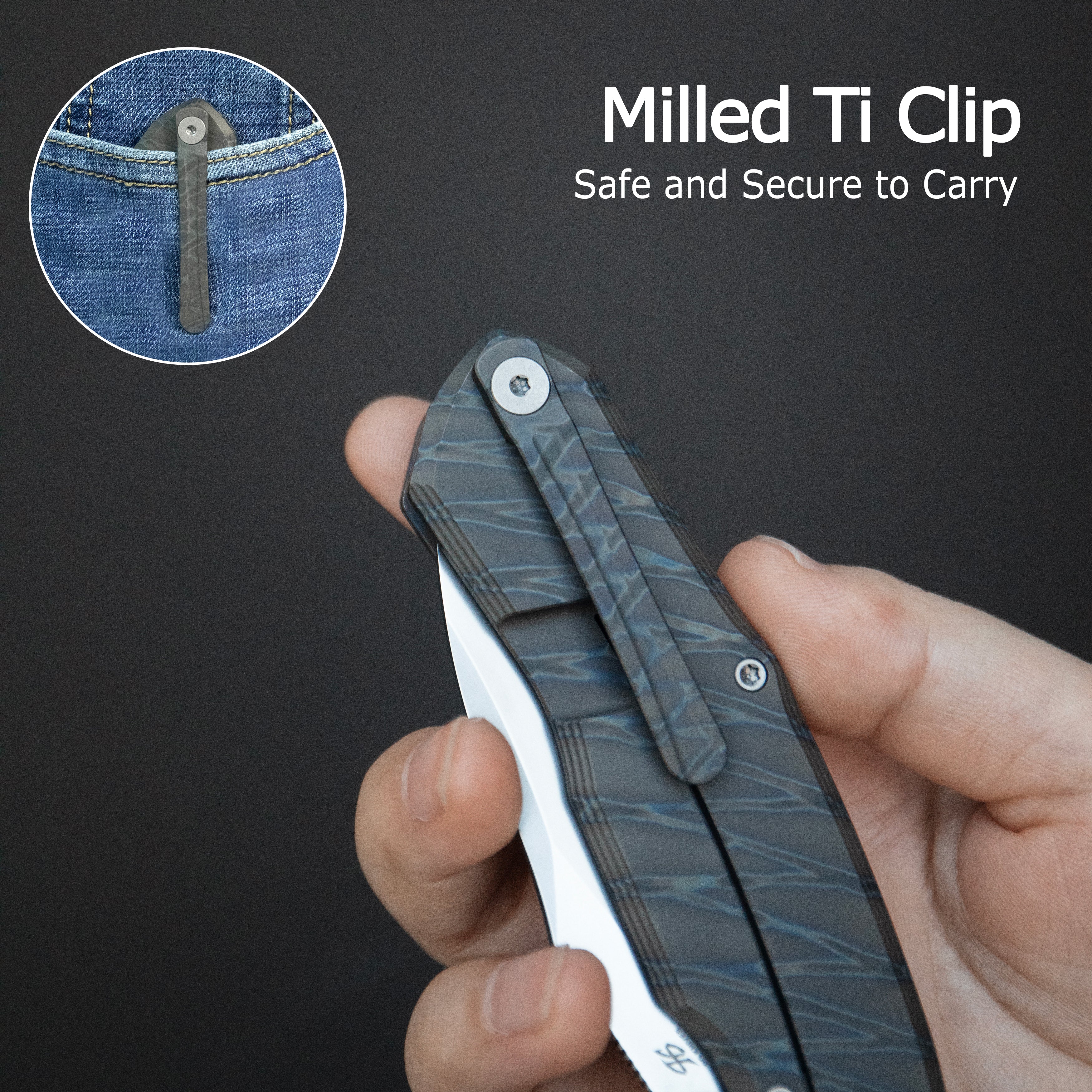 KB Mantra Folding Knife Flame Ano Titanium Handle 3.27'' Silver Bead Blasting M390 Blade KB459B