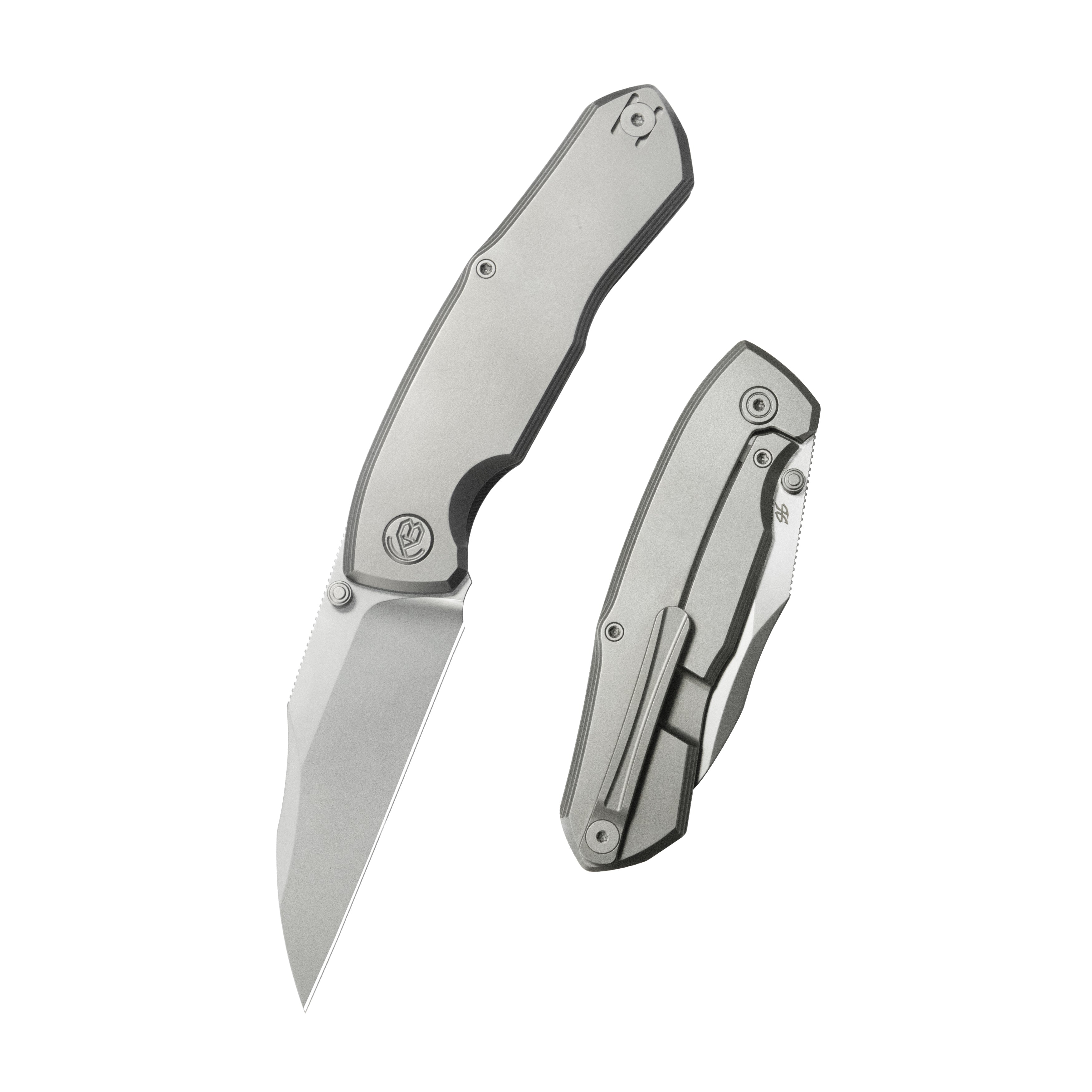 KB Mantra Folding Knife Sandblasting Titanium Handle 3.27'' Silver Bead Blasting M390 Blade KB459A