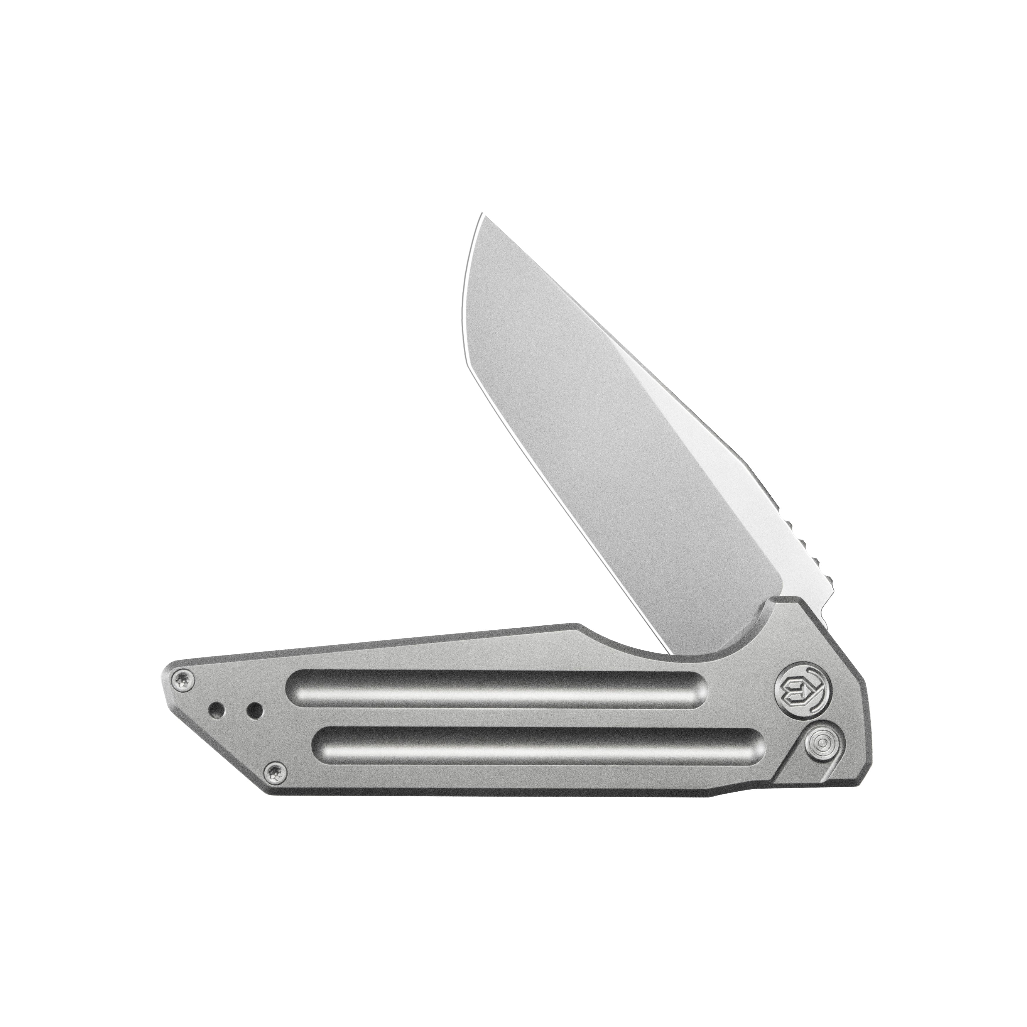 KB Relentless Folding Knife Sandblasting Titanium Handle 3.46'' Silver Bead Blasting M390 Blade KB462A