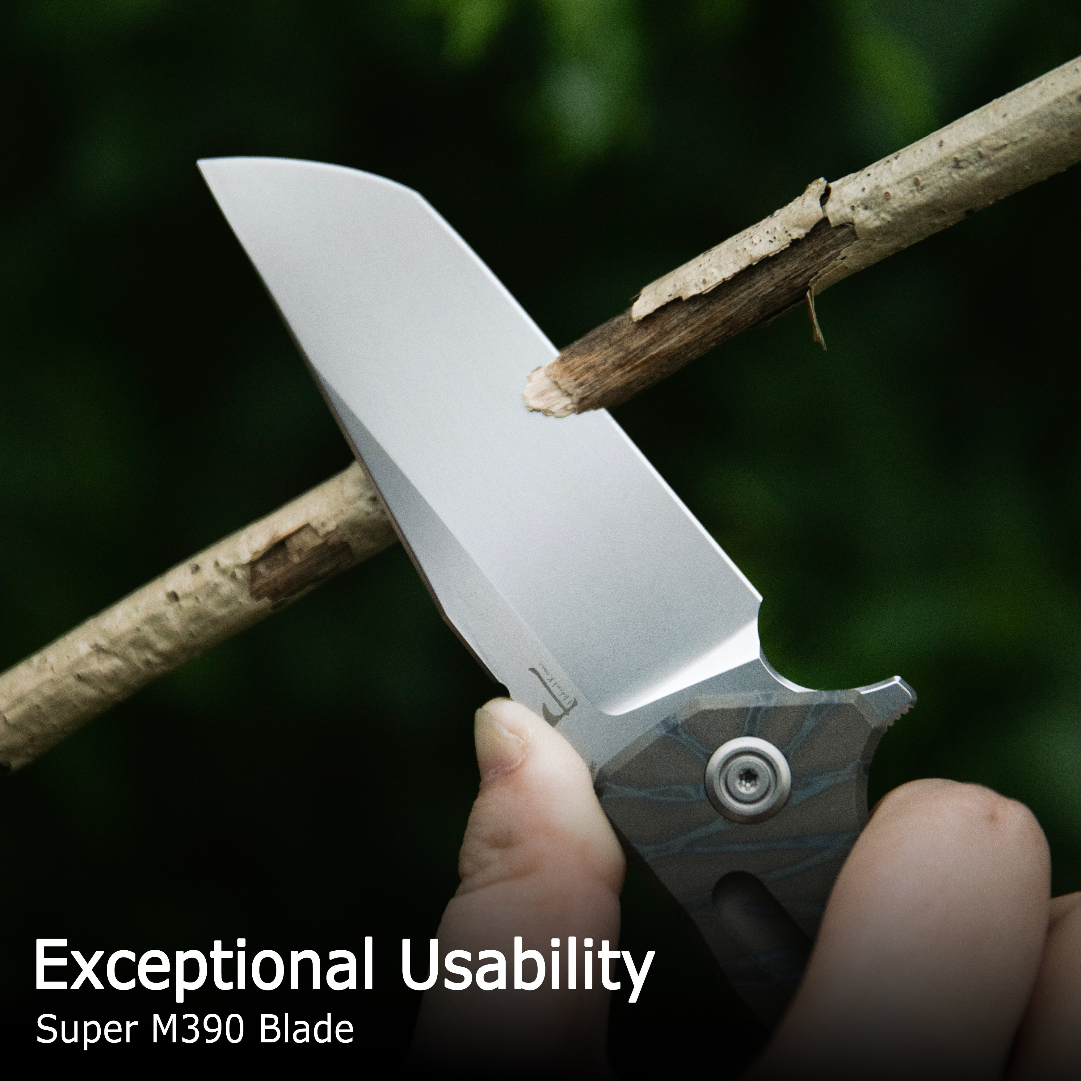 KB Relentless Folding Knife Flame Ano Titanium Handle 3.46'' Silver Bead Blasting M390 Blade KB462B