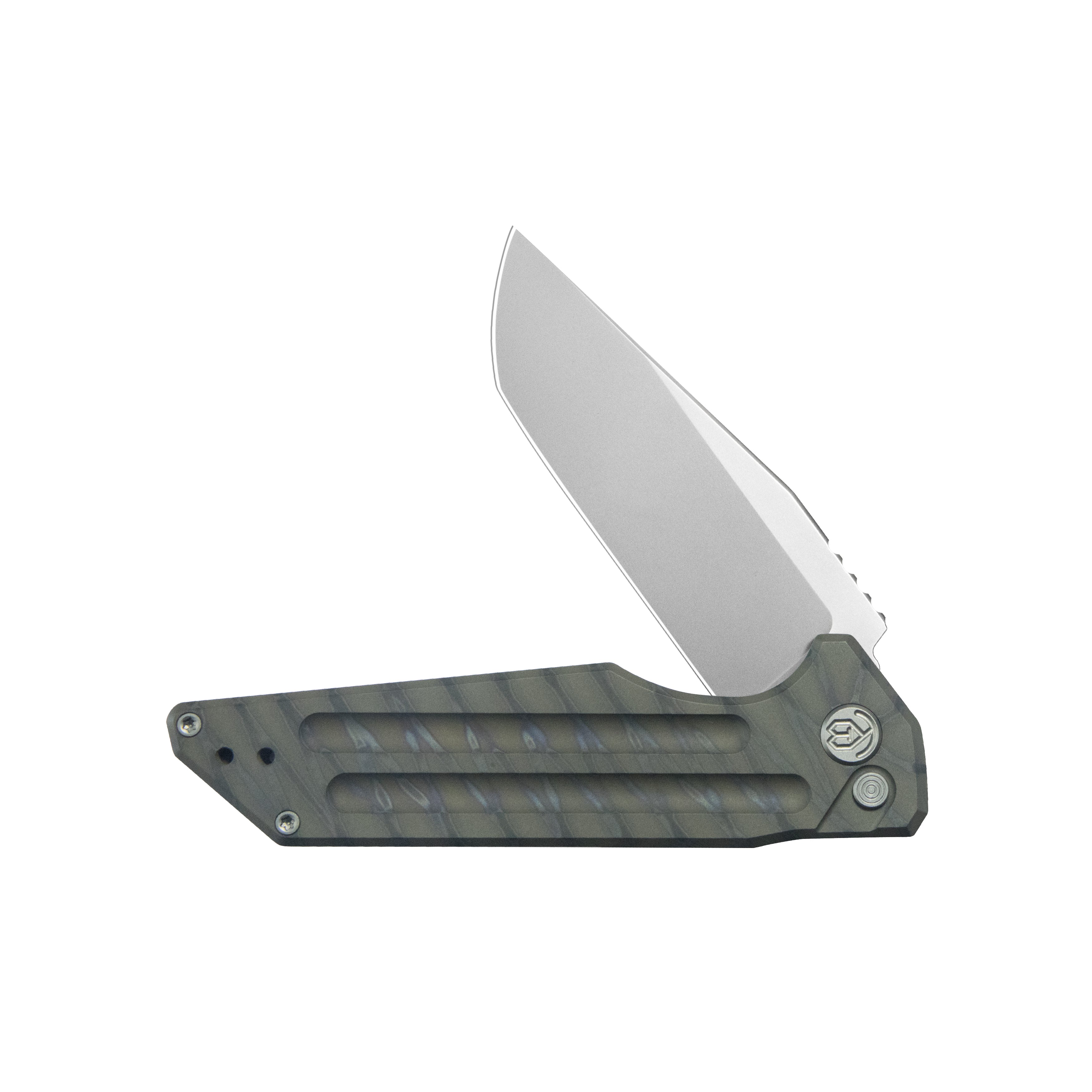 KB Relentless Folding Knife Flame Ano Titanium Handle 3.46'' Silver Be