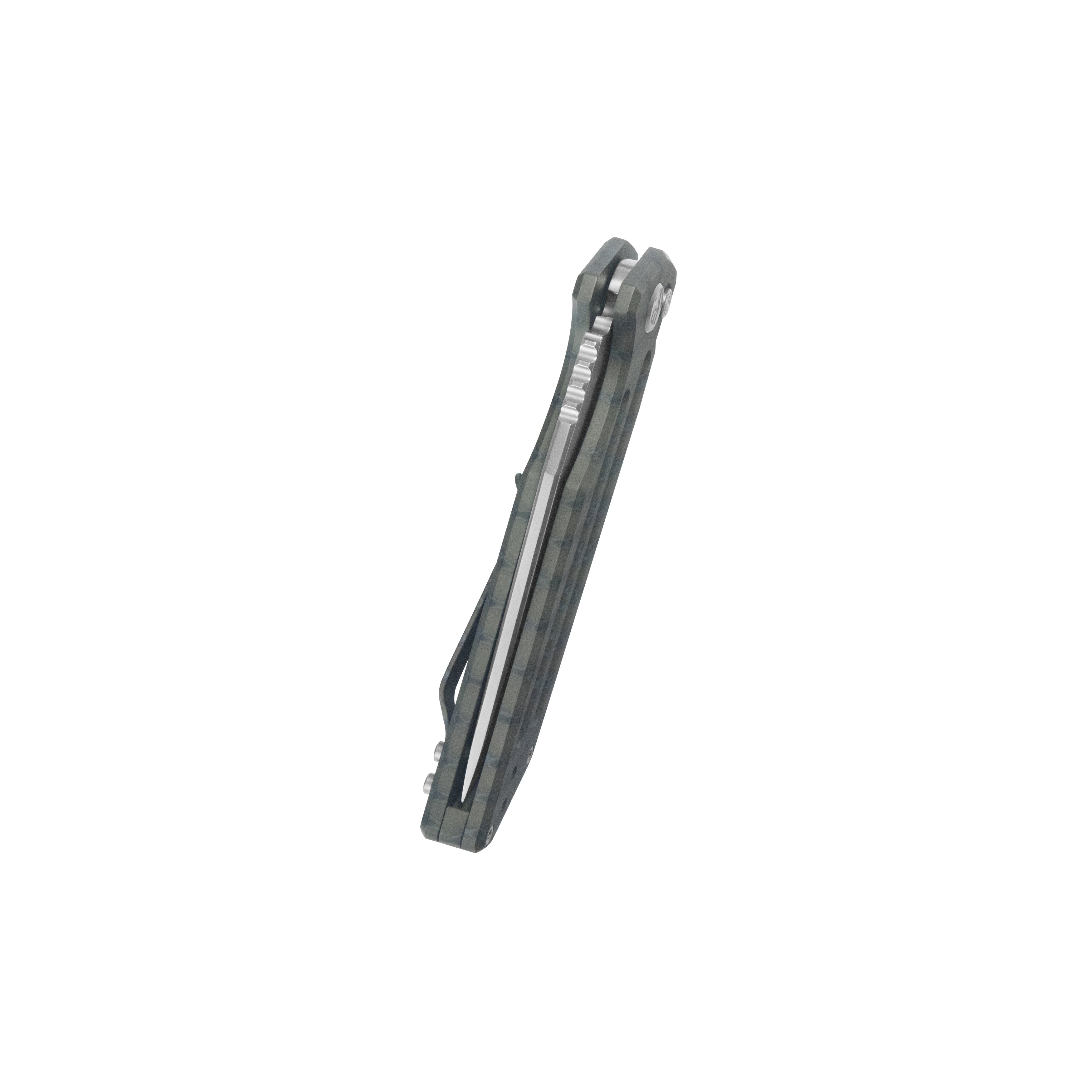 KB Relentless Folding Knife Flame Ano Titanium Handle 3.46'' Silver Be