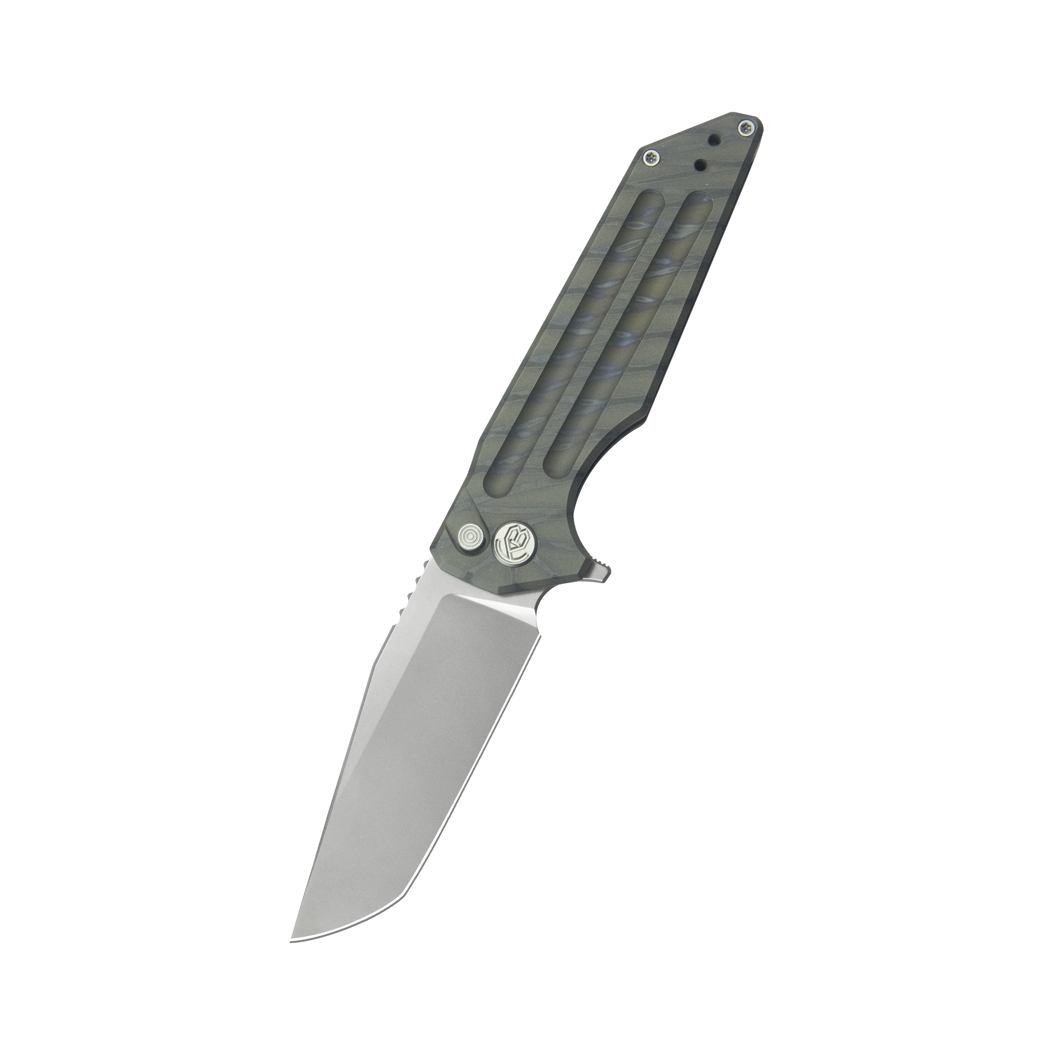 KB Relentless Folding Knife Flame Ano Titanium Handle 3.46'' Silver Bead Blasting M390 Blade KB462B