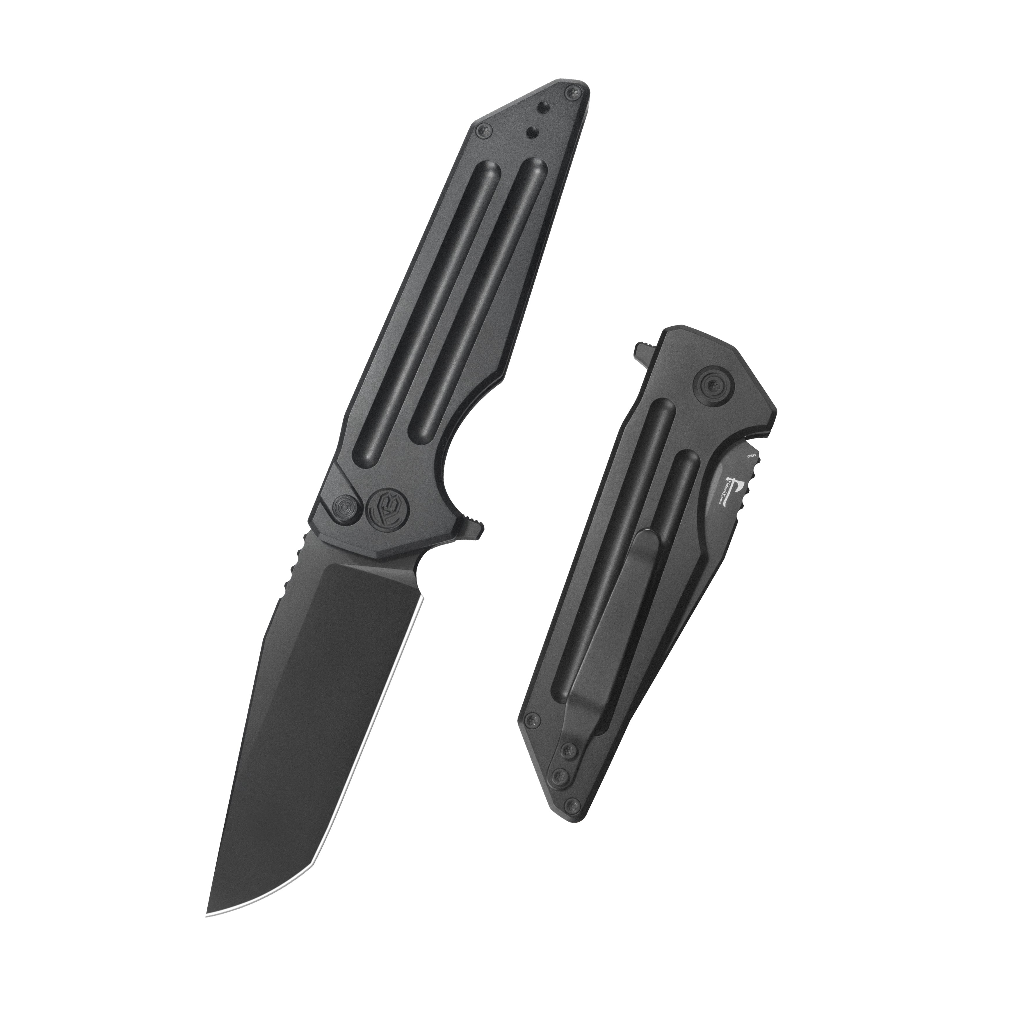 KB Relentless Folding Knife Black PVD Titanium Handle 3.46'' DLC M390 Blade KB462C