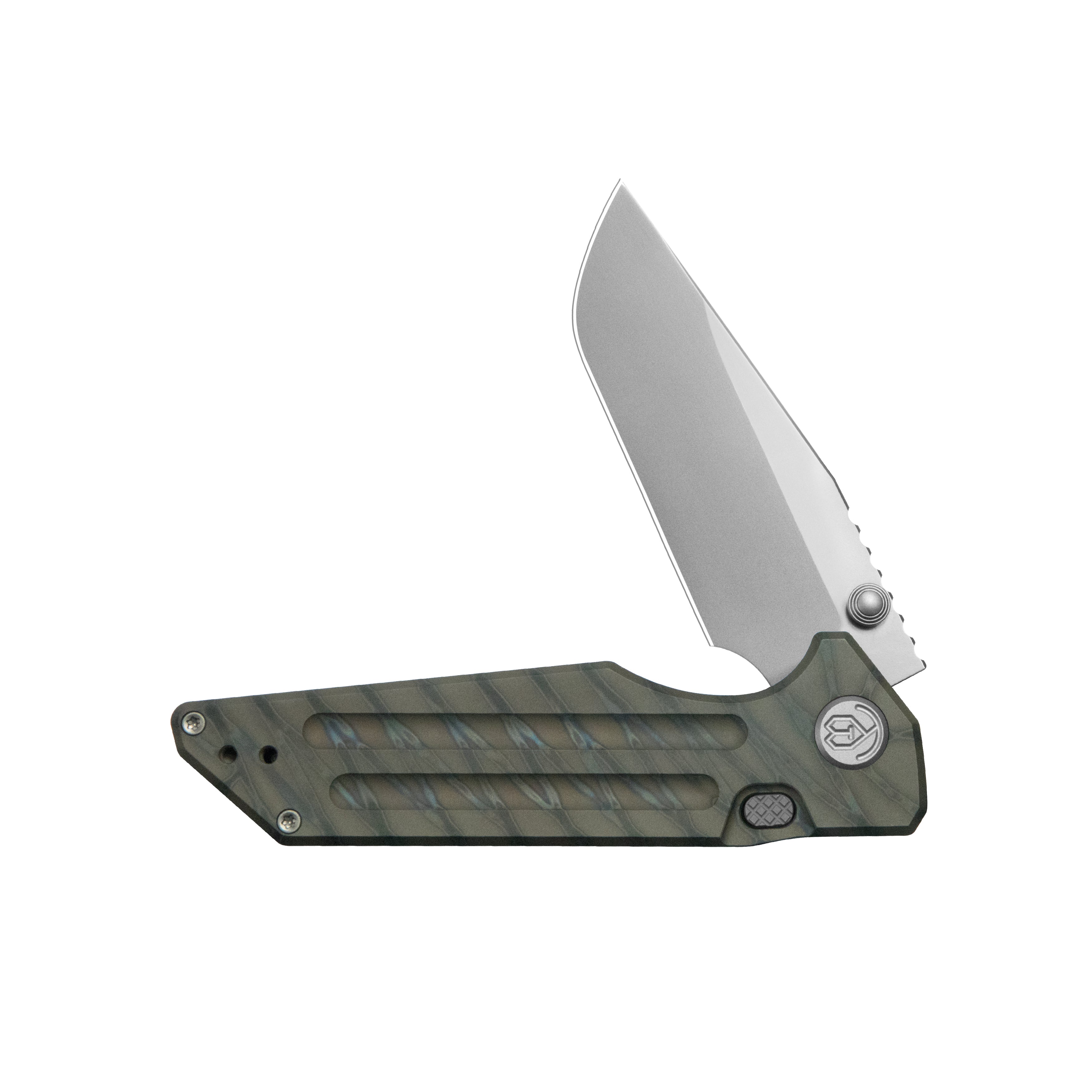 KB Relentless Folding Knife Flame Ano Titanium Handle 3.46'' Silver Bead Blasting M390 Blade KB462F
